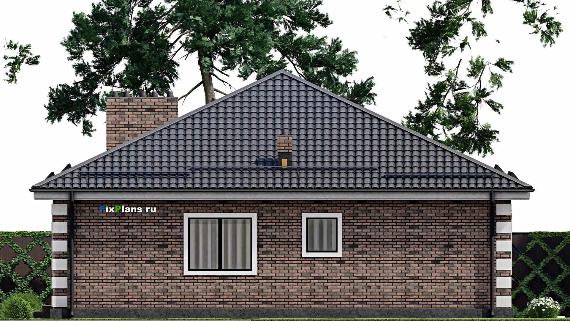 F-4328 - План одноэтажного дома 13 на 14, площадью 150 м² с террасой и 3 спальнями