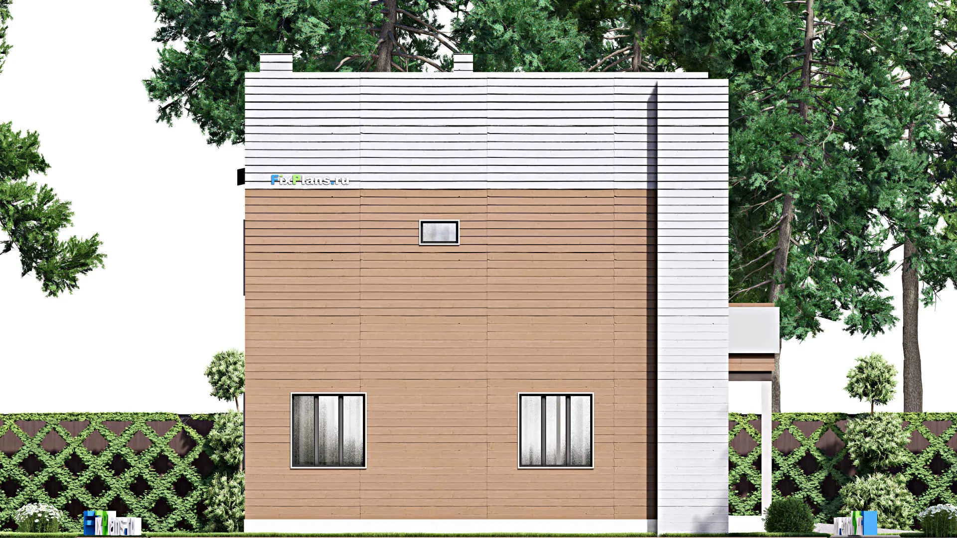 F-13463 - Планы двухэтажного дома 11 на 15, площадью 190 м² с балконом, гаражом на 2 машины и 3 спальнями