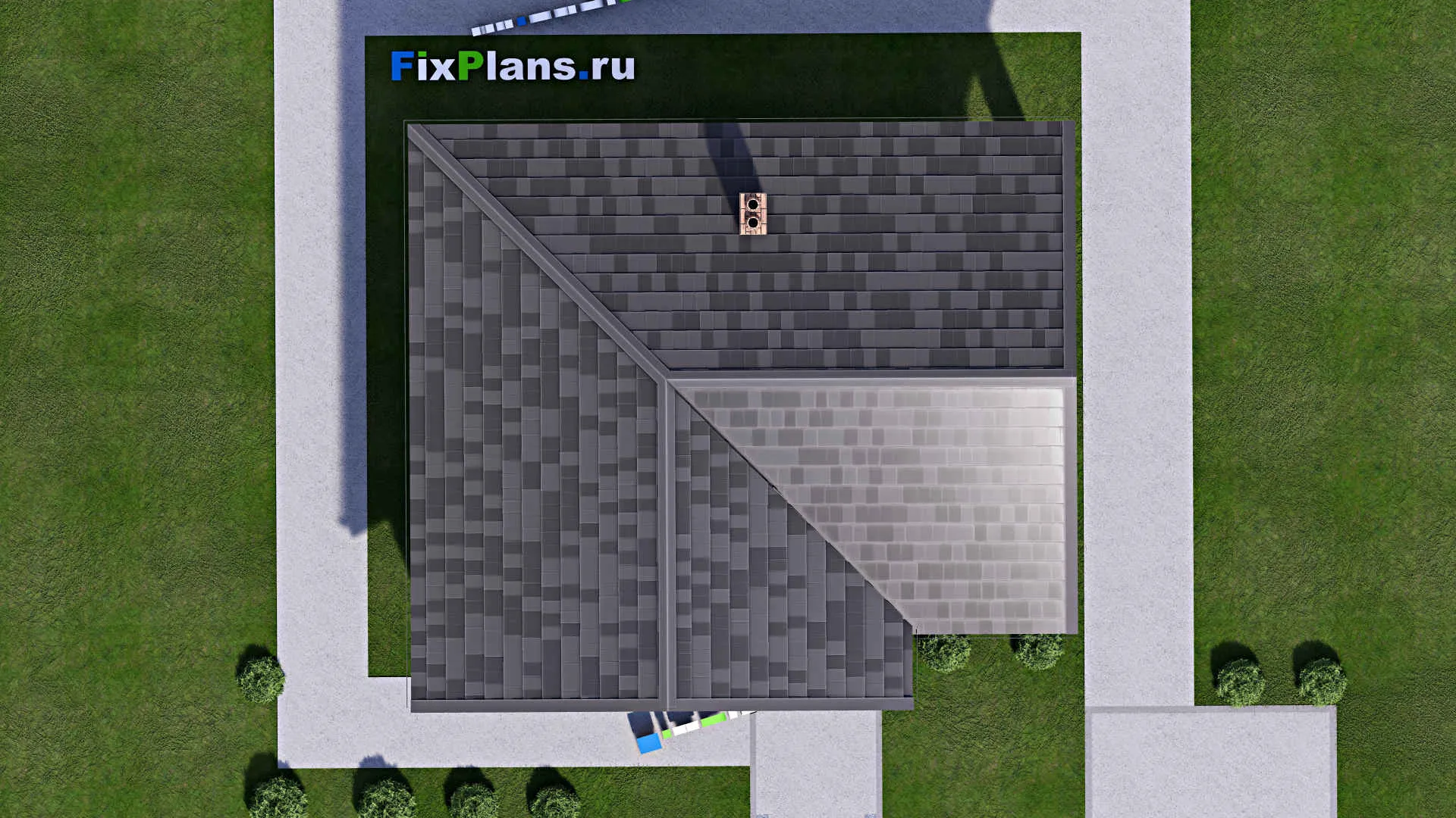 F-15119 - Проект бани 9 на 10, площадью 60 м² с комнатой отдыха, терассой и санузлом