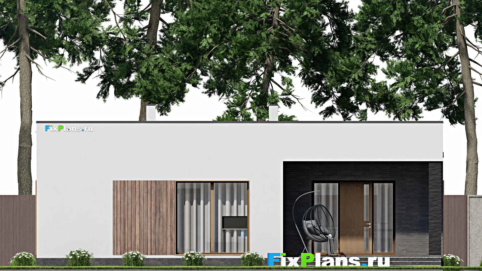 F-9341 - План одноэтажного дома 14 на 15, площадью 150 м² с террасой и 3 спальнями