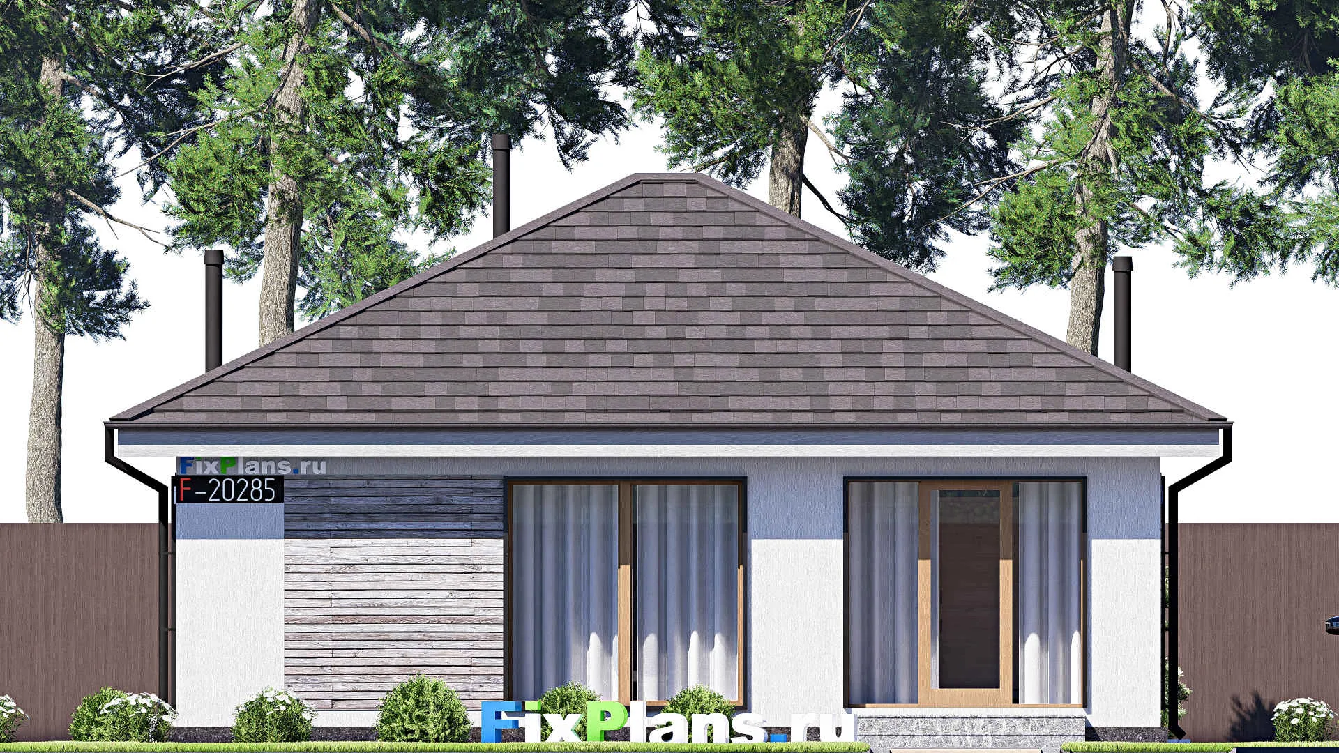 F-20285 - Проект одноэтажного дома 10 на 11, площадью 80 м² с 2 спальнями