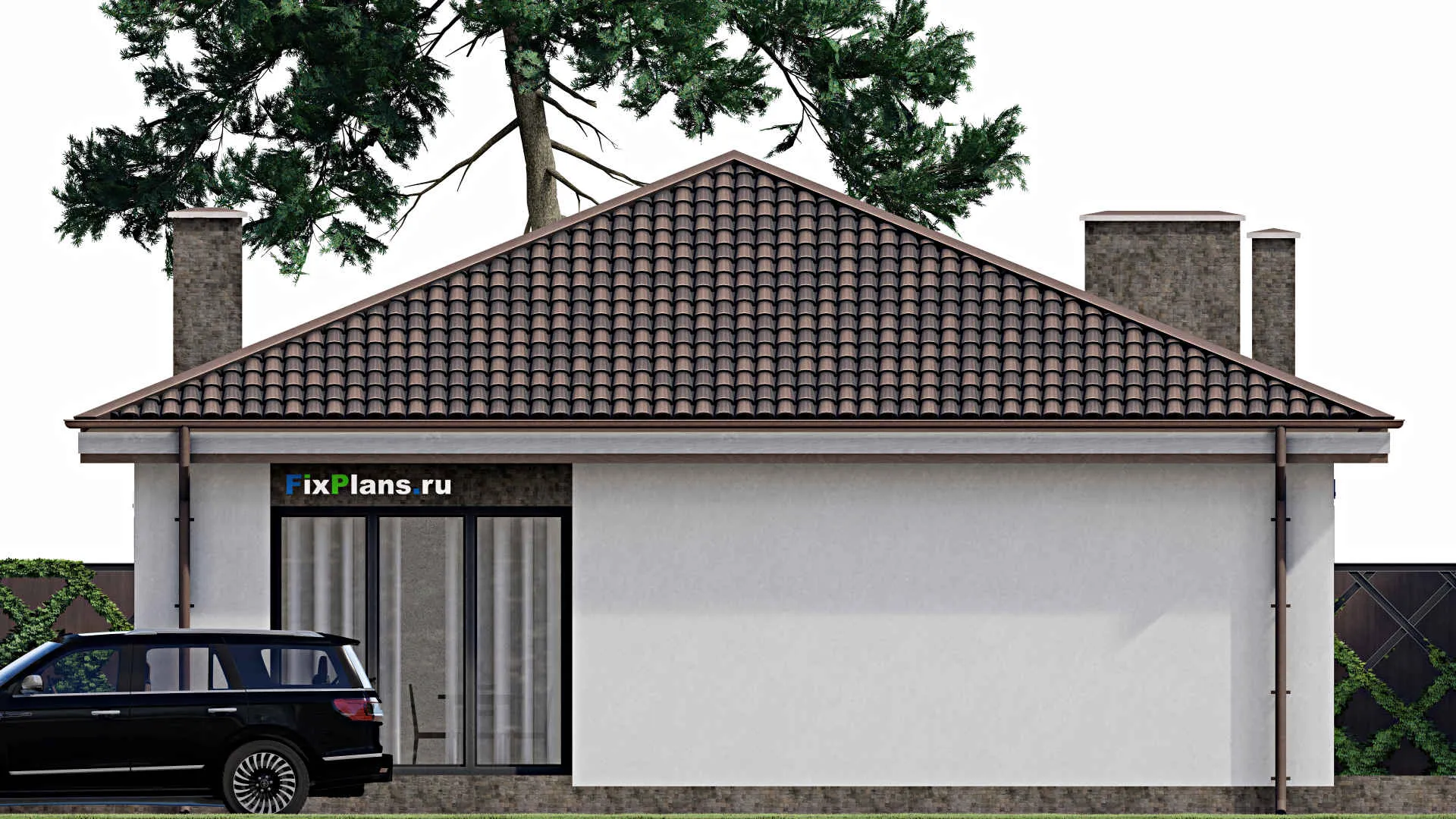 F-1259 - План одноэтажного дома 12 на 18, площадью 170 м² с 5 спальнями