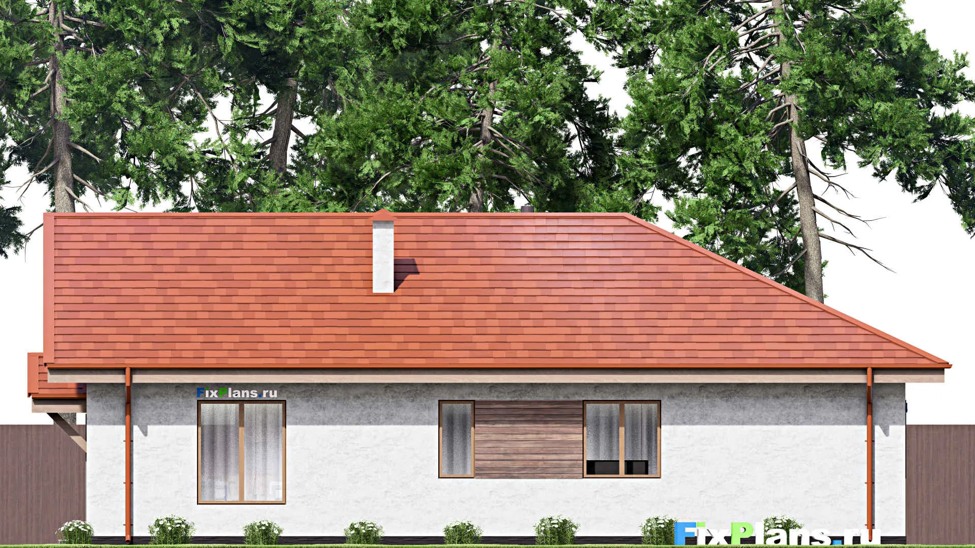 F-15263 - Проект одноэтажного дома 16 на 17, площадью 180 м² с гаражом на 2 машины и 3 спальнями