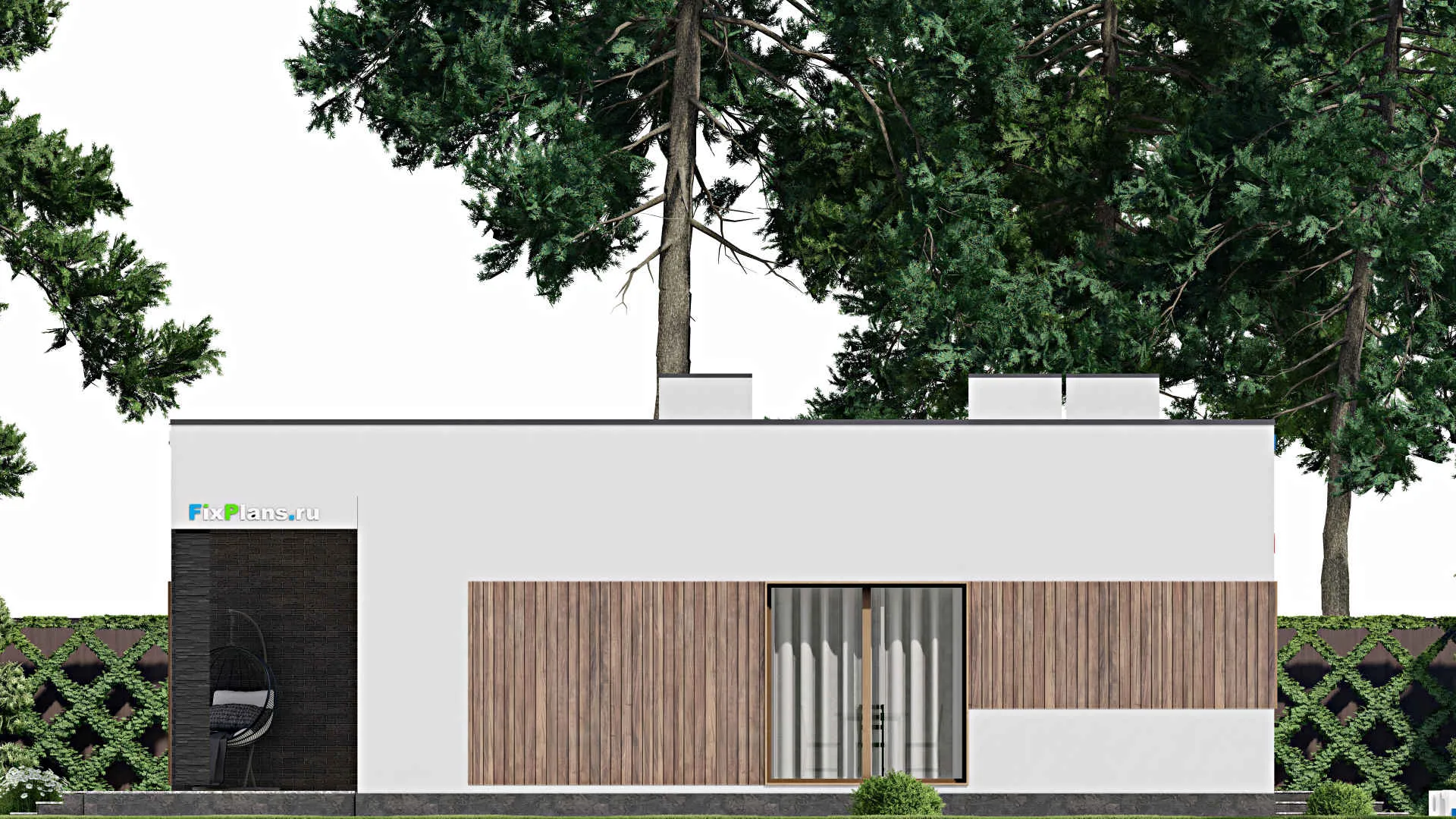 F-9341 - План одноэтажного дома 14 на 15, площадью 150 м² с террасой и 3 спальнями