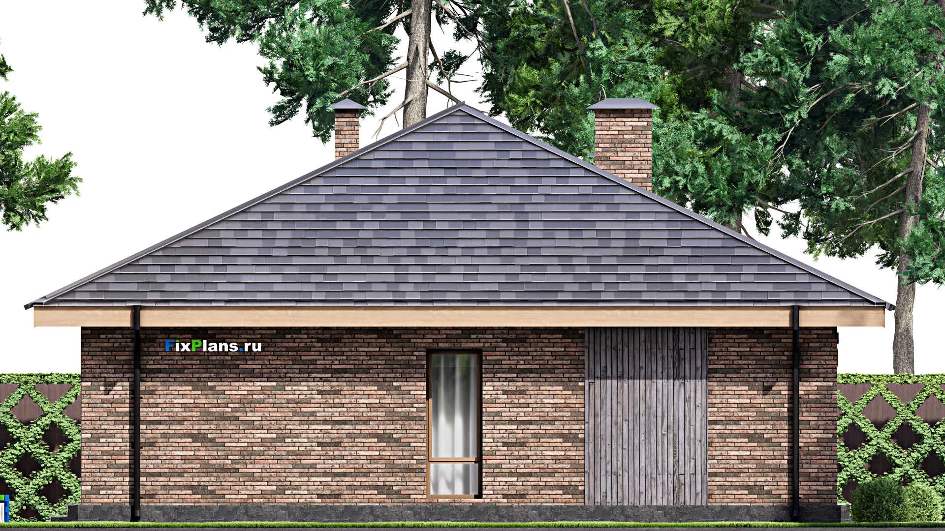 F-14624 - План одноэтажного дома 13 на 13, площадью 130 м² с террасой и 3 спальнями