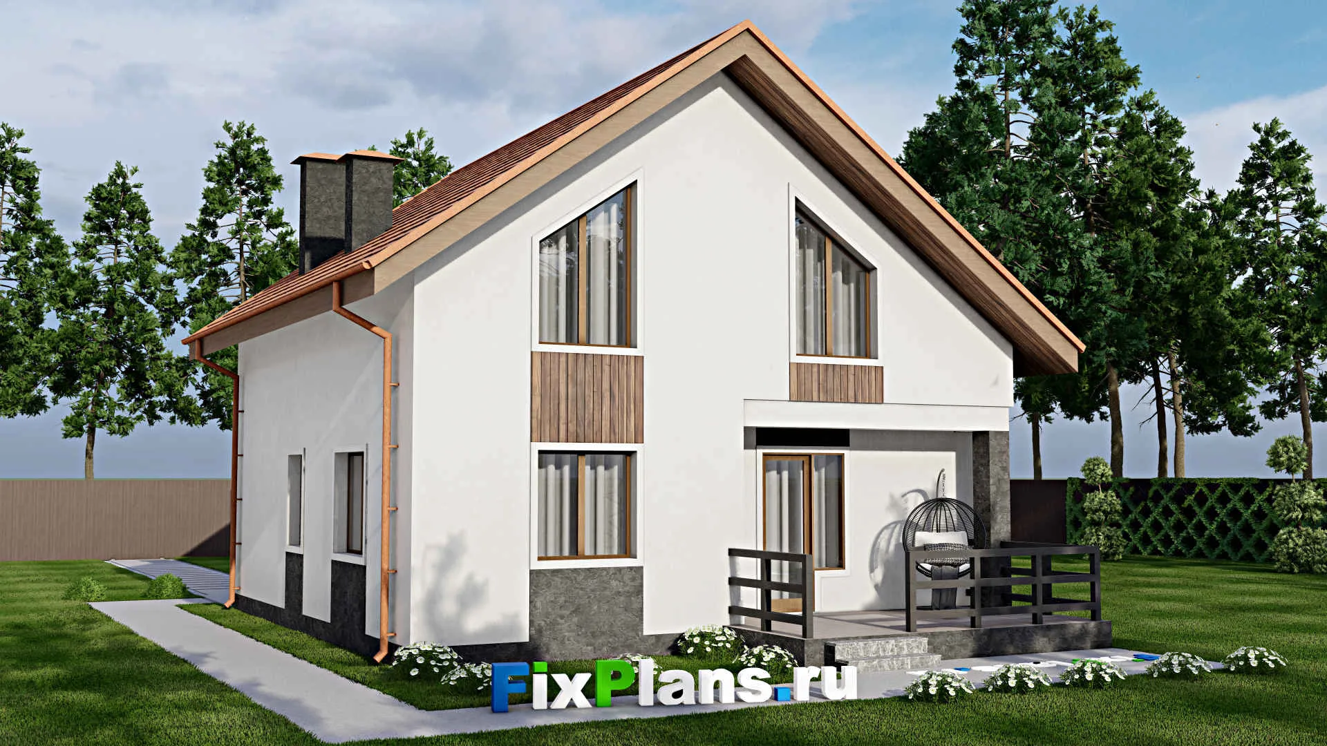 F-10493 - Проект дома с мансардой 10 на 14, площадью 150 м² с 4 спальнями