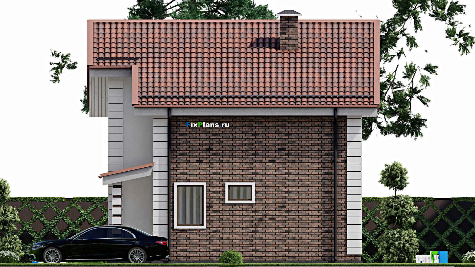 F-12374 - Планы дома с мансардой 9 на 9, площадью 120 м² с 3 спальнями