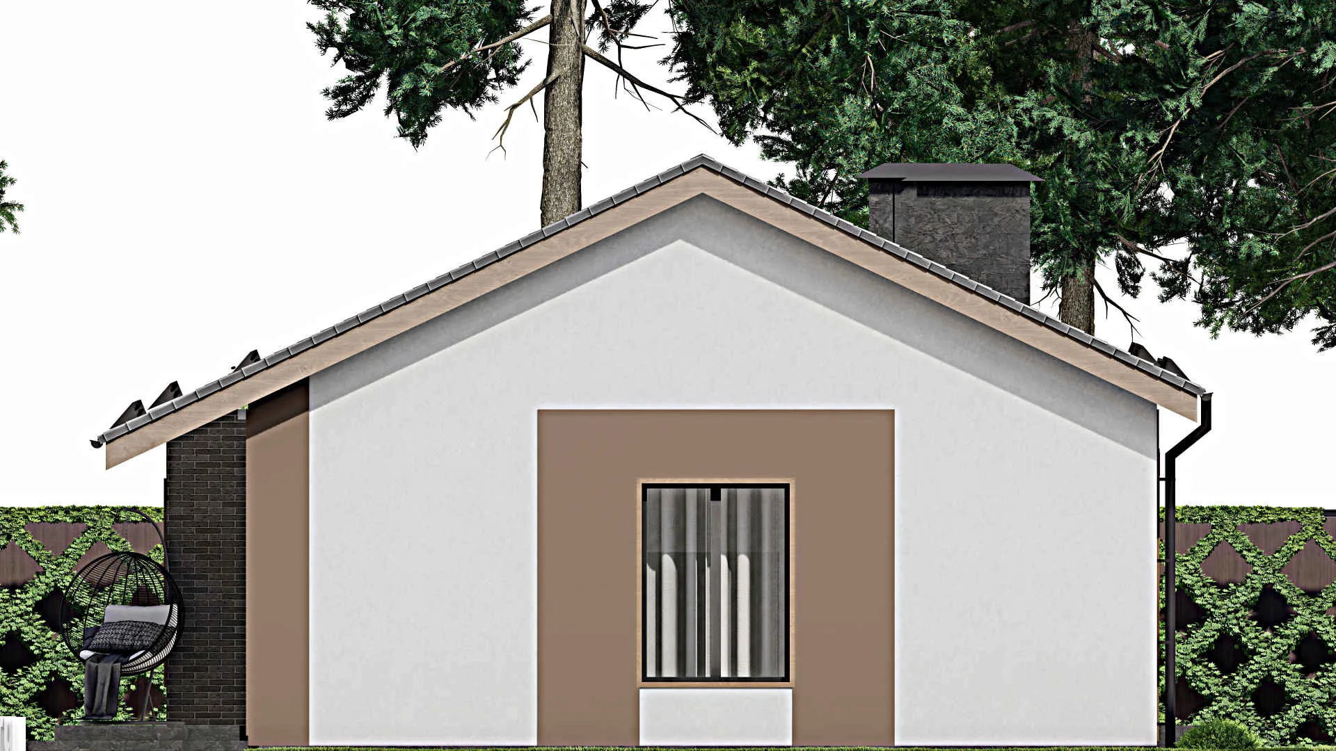 F-7262 - План одноэтажного дома 12 на 14, площадью 110 м² с террасой и 3 спальнями