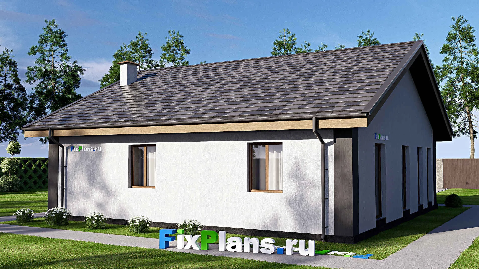 F-17819 - Проект одноэтажного дома 12 на 14, площадью 120 м² с 2 спальнями