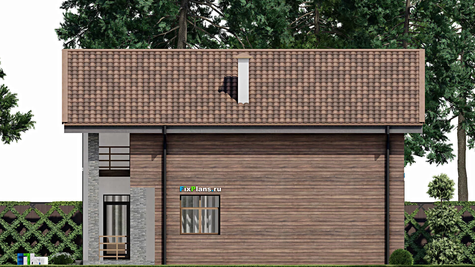 F-9242 - Проект дома с мансардой 10 на 12, площадью 160 м² с террасой, балконом и 3 спальнями