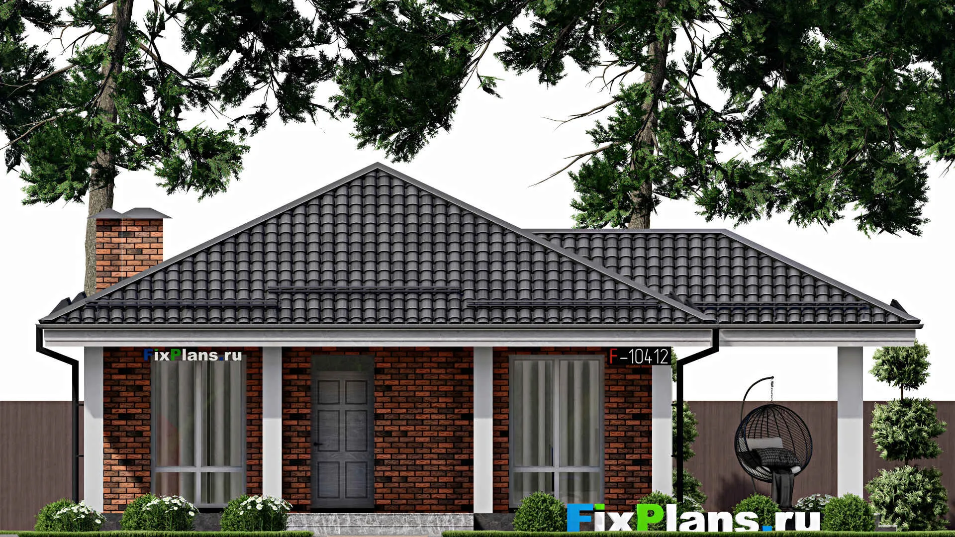 F-10412 - Проект одноэтажного дома 13 на 16, площадью 130 м² с 2 спальнями