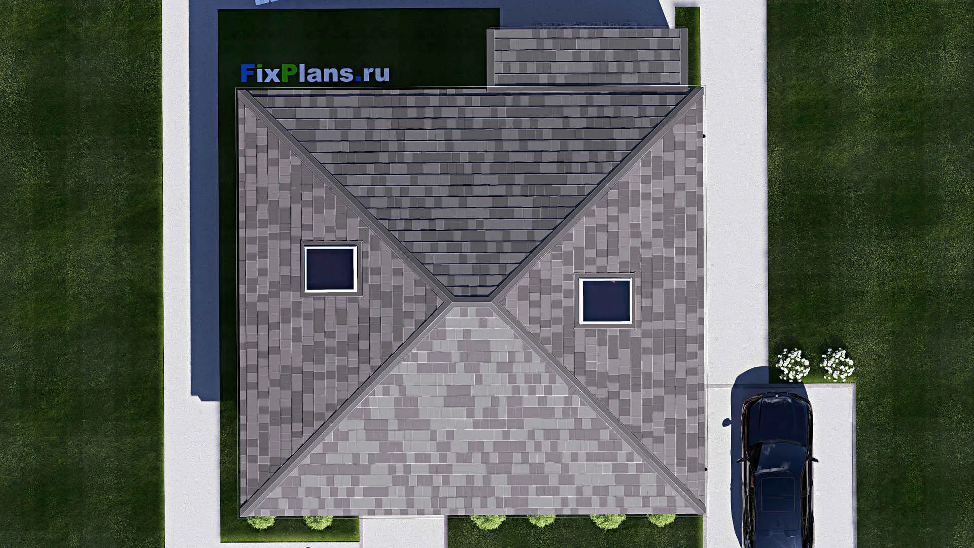 F-17828 - Проект дома с мансардой 12 на 12, площадью 160 м² с террасой и 4 спальнями