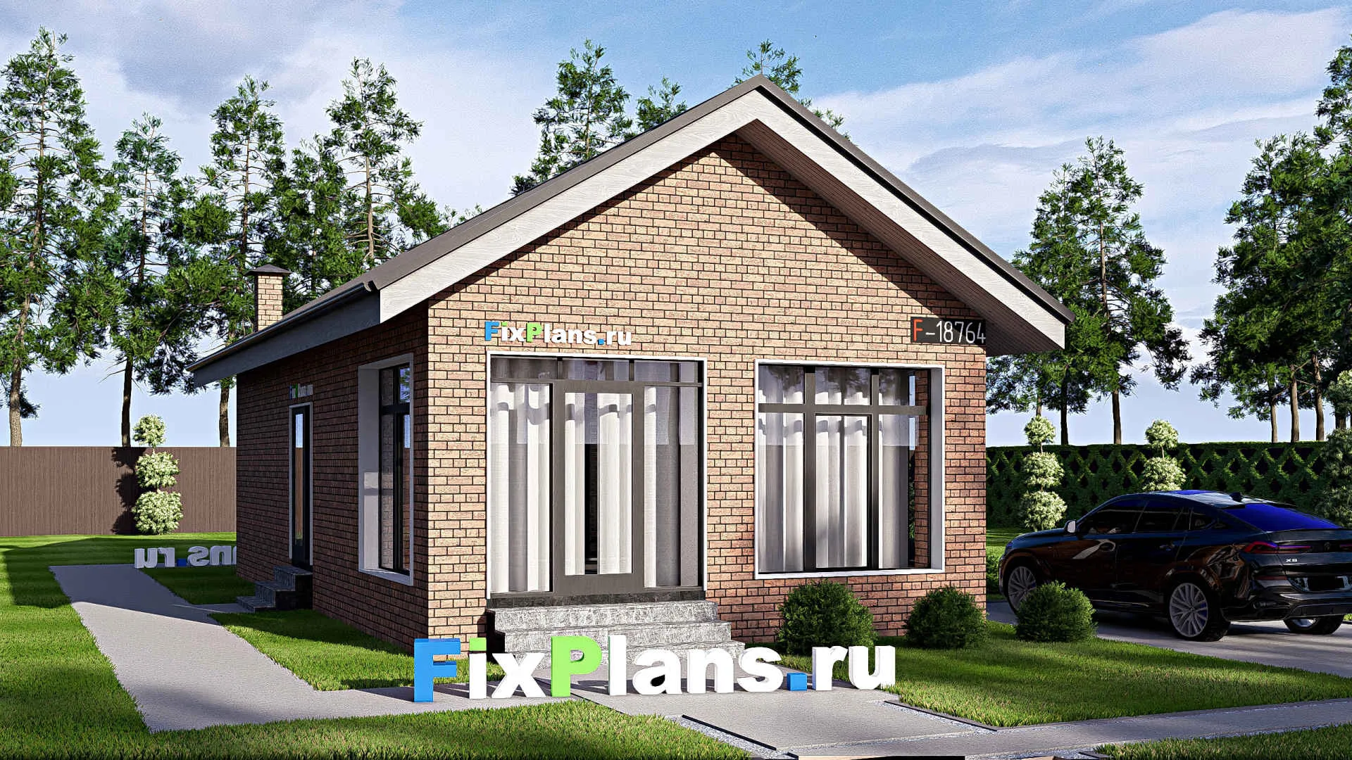 F-18764 - Проект бани 7 на 13, площадью 60 м² с комнатой отдыха, бассейном и санузлом