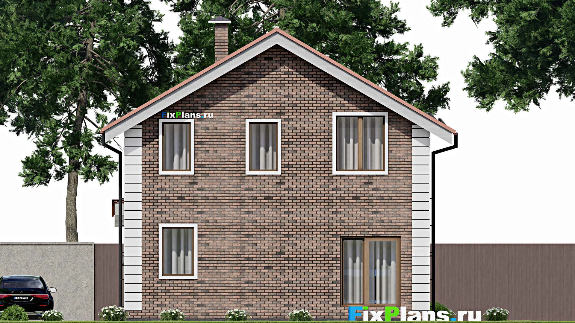 F-12374 - Планы дома с мансардой 9 на 9, площадью 120 м² с 3 спальнями