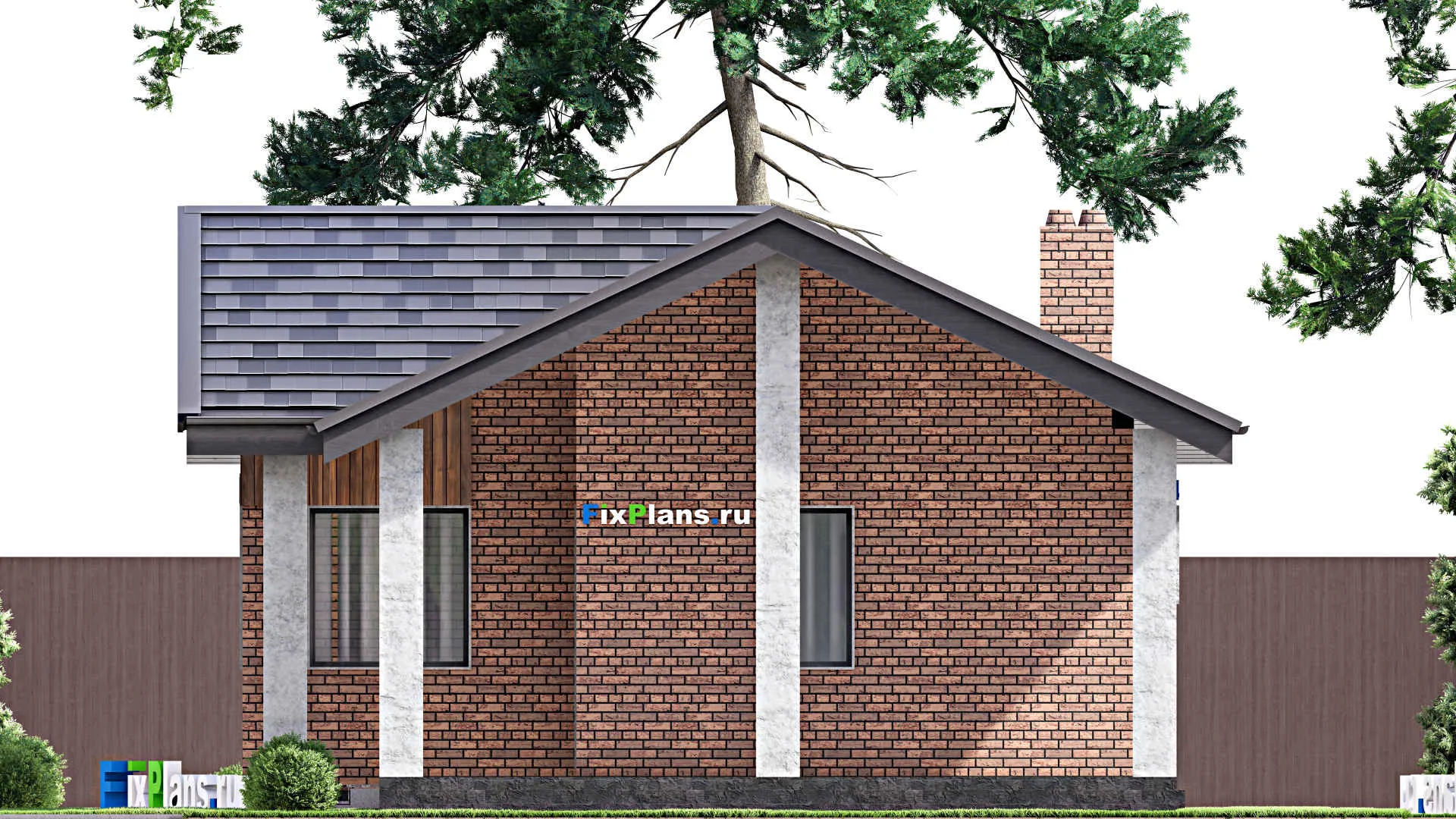 F-15119 - Проект бани 9 на 10, площадью 60 м² с комнатой отдыха, терассой и санузлом