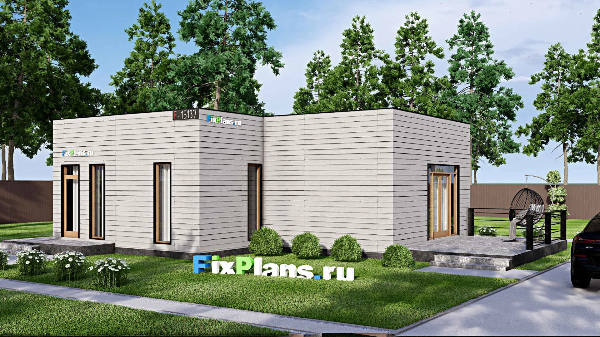 F-15137 - Проект бани 11 на 16, площадью 110 м² с комнатой отдыха, терассой и санузлом