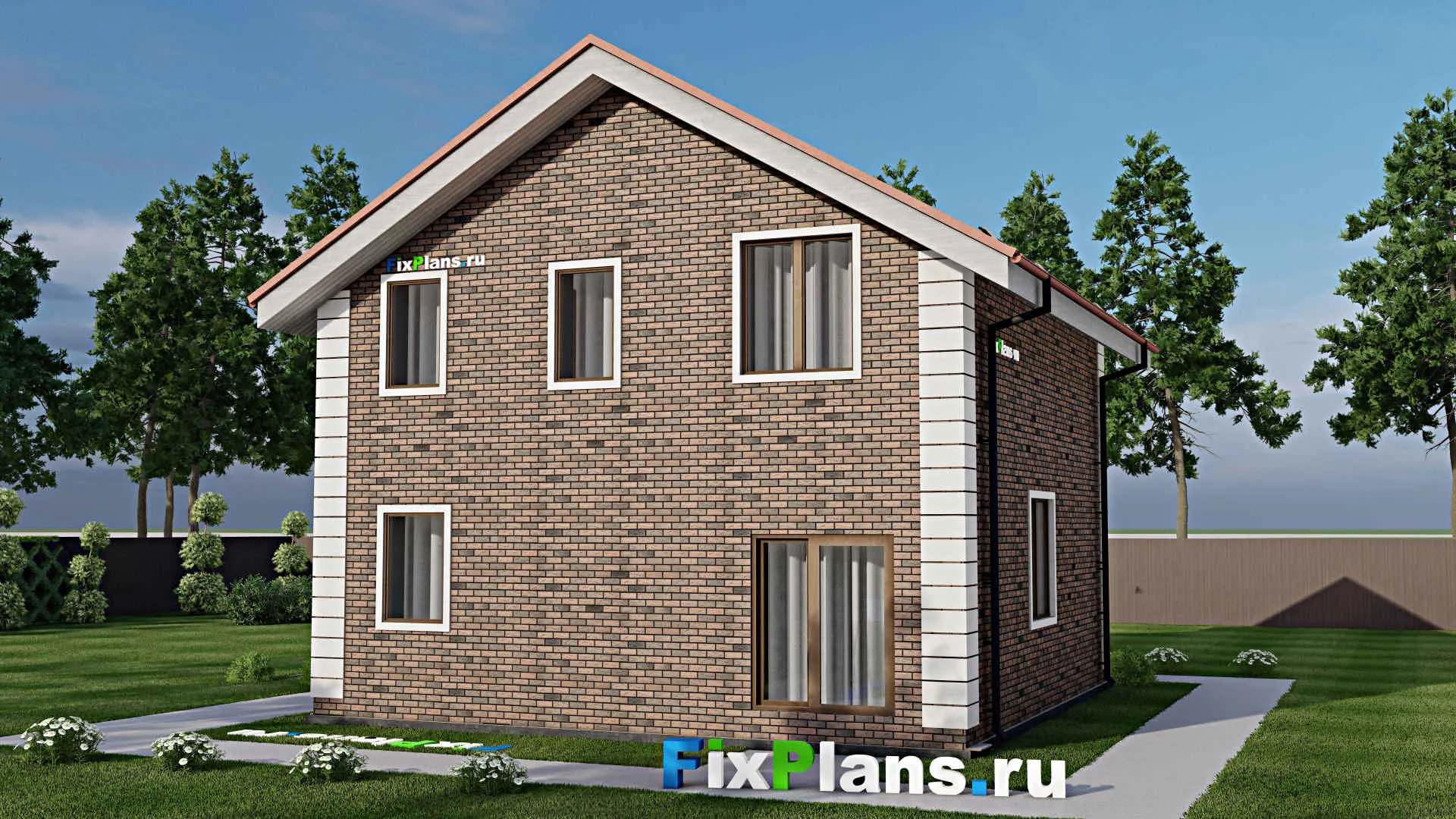 F-12374 - Планы дома с мансардой 9 на 9, площадью 120 м² с 3 спальнями