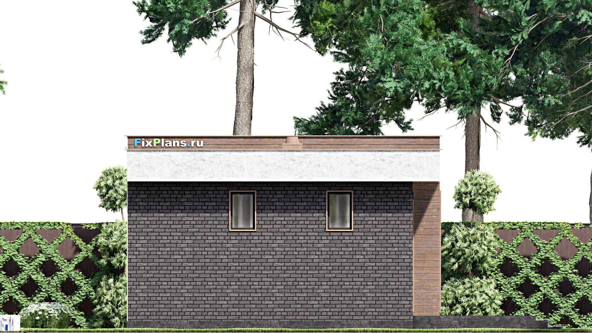 F-14957 - Проект бани 10 на 15, площадью 110 м² с комнатой отдыха, терассой, бассейном и санузлом