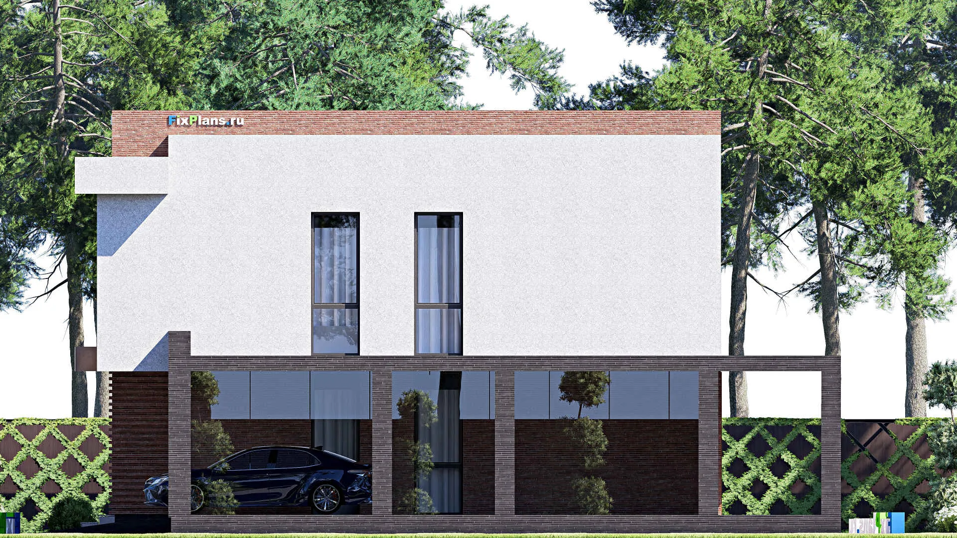 F-18386 - Проект двухэтажного дома 15 на 15, площадью 260 м² с балконом и 4 спальнями