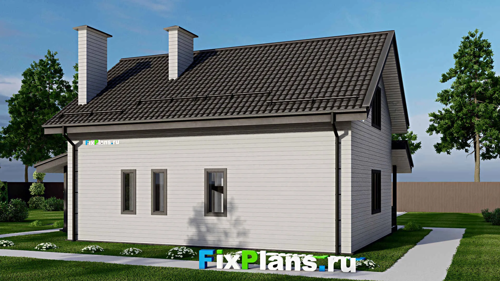 F-3815 - Проект дома с мансардой 9 на 11, площадью 170 м² с террасой и 4 спальнями