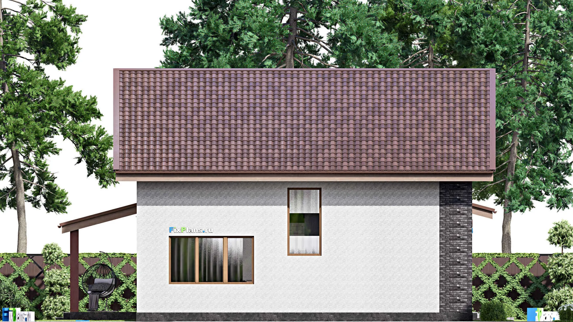 F-15848 - Планы дома с мансардой 16 на 22, площадью 340 м² с террасой и 6 спальнями