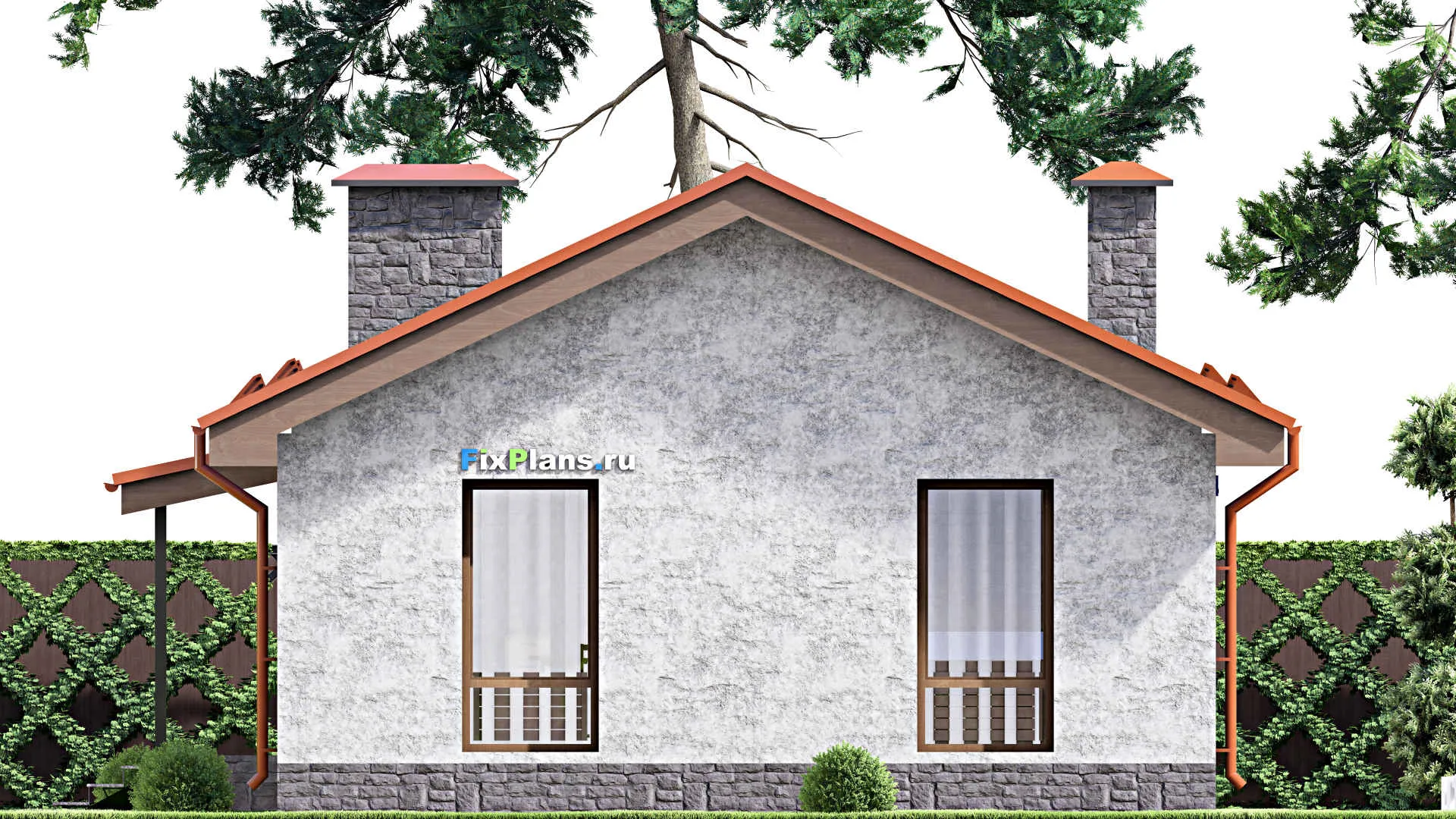 F-14768 - Проект одноэтажного дома 10 на 11, площадью 70 м² с 2 спальнями