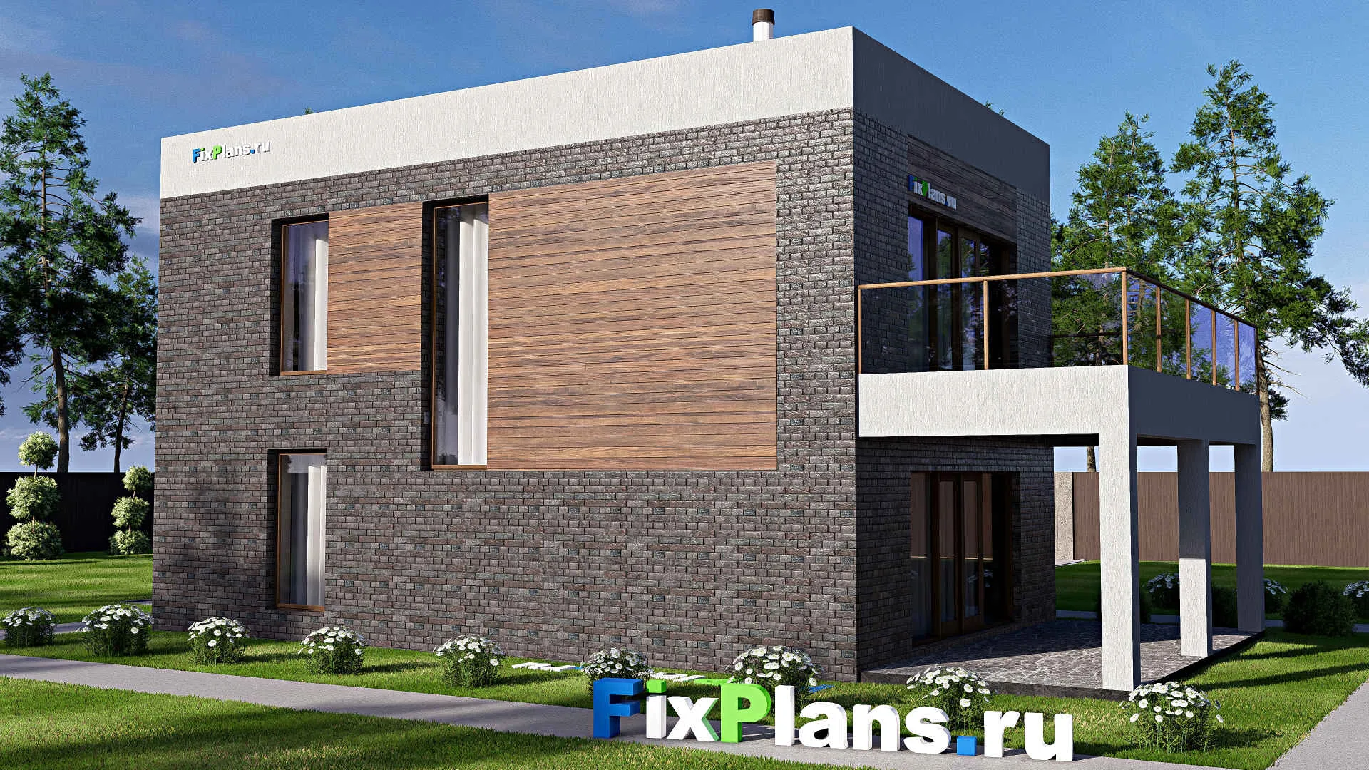 F-18467 - Проект двухэтажного дома 8 на 15, площадью 160 м² с террасой, балконом и 4 спальнями