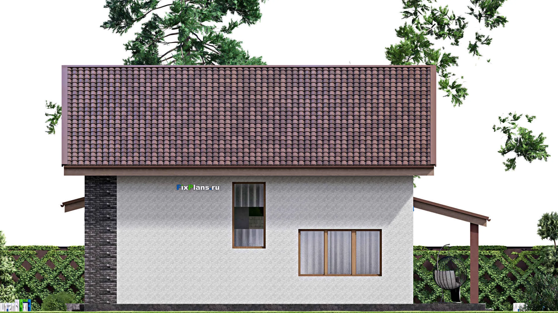 F-15848 - Планы дома с мансардой 16 на 22, площадью 340 м² с террасой и 6 спальнями