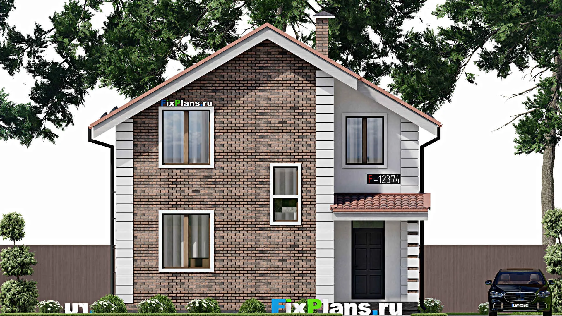 F-12374 - Планы дома с мансардой 9 на 9, площадью 120 м² с 3 спальнями