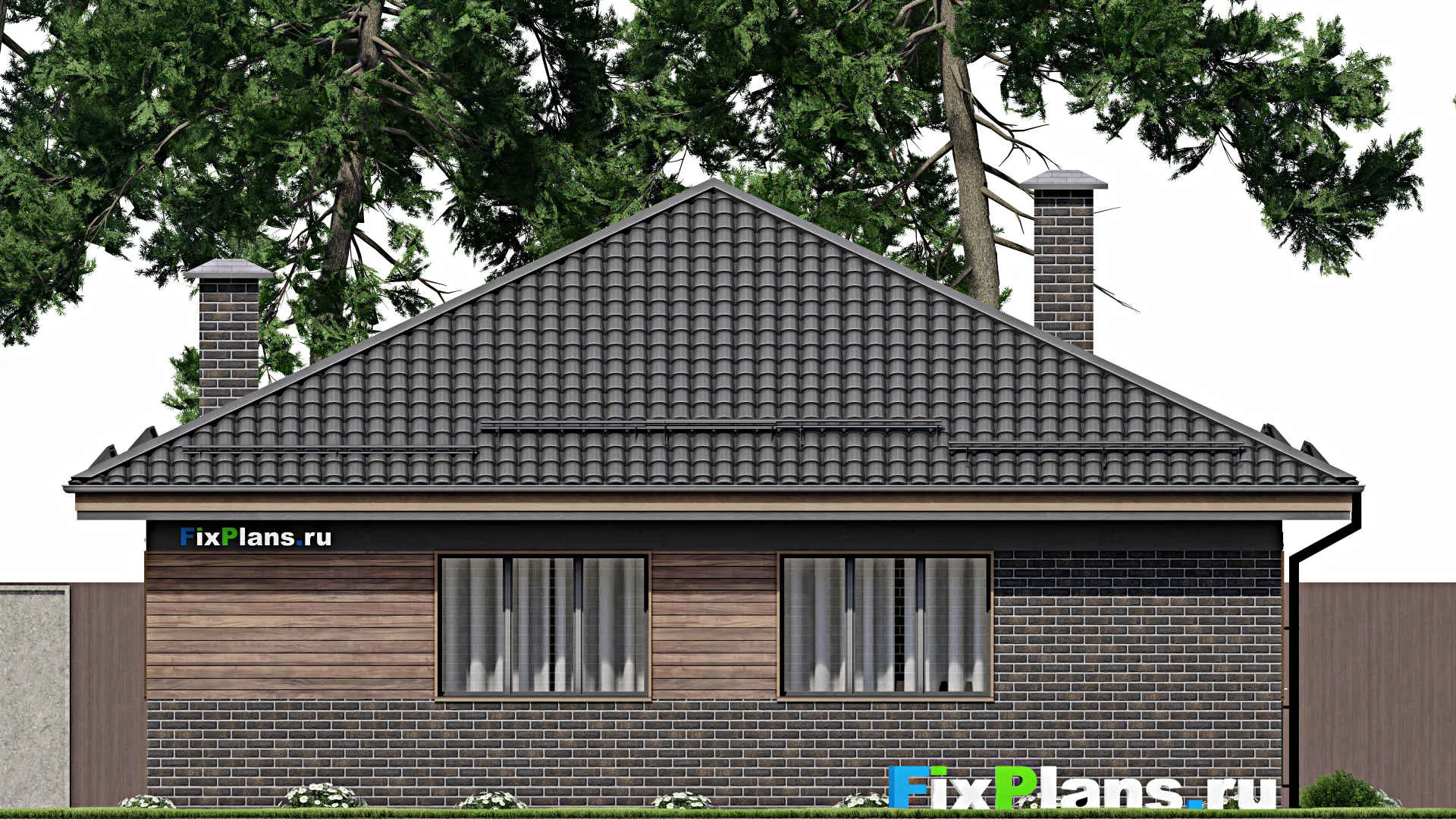 F-5156 - Проект одноэтажного дома 12 на 12, площадью 110 м² с 3 спальнями