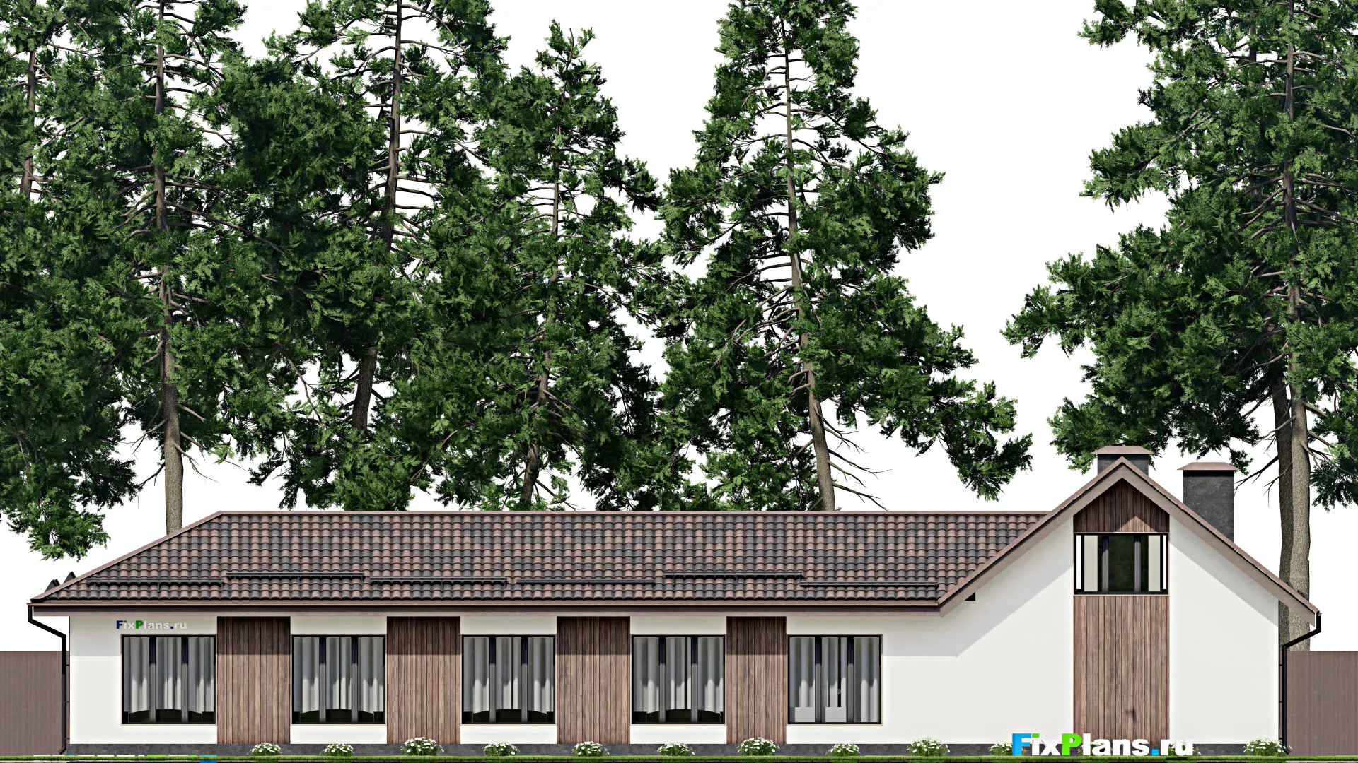 F-3986 - Проект одноэтажного дома 13 на 27, площадью 200 м² с 5 спальнями