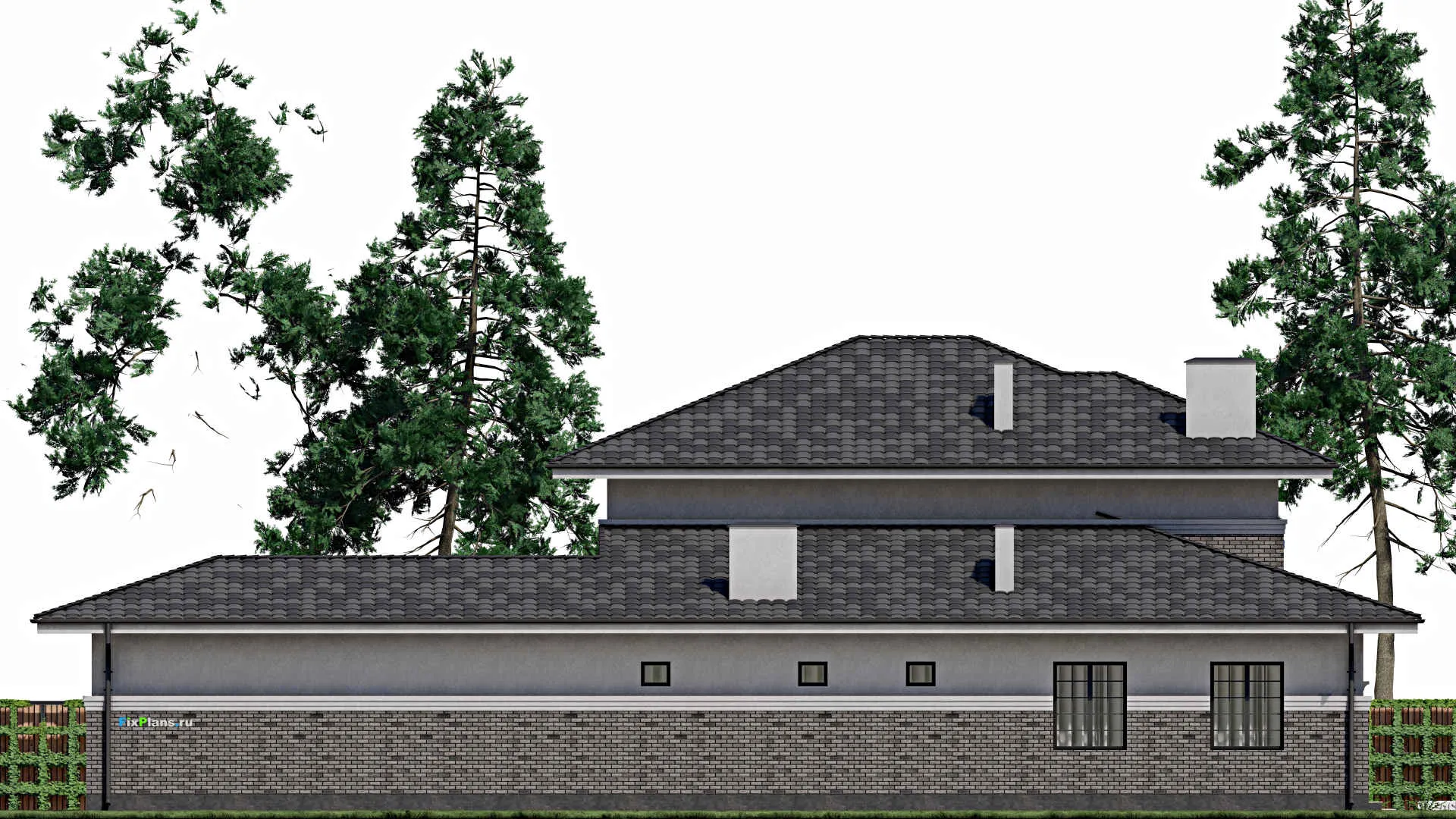 F-0431 - Проект двухэтажного дома 17 на 27, площадью 380 м² с террасой, гаражом на 1 машину, бассейном и 5 спальнями