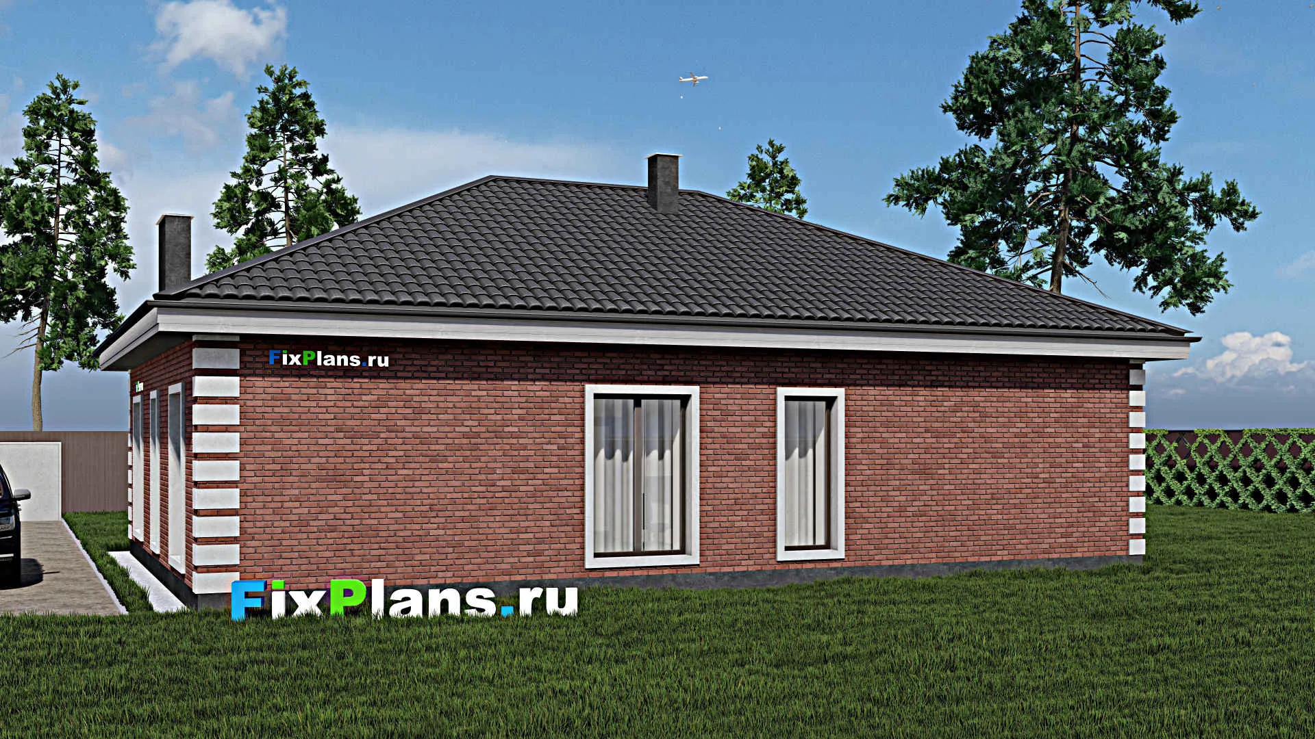 F-1520 - Проект одноэтажного дома 11 на 15, площадью 130 м² с 3 спальнями