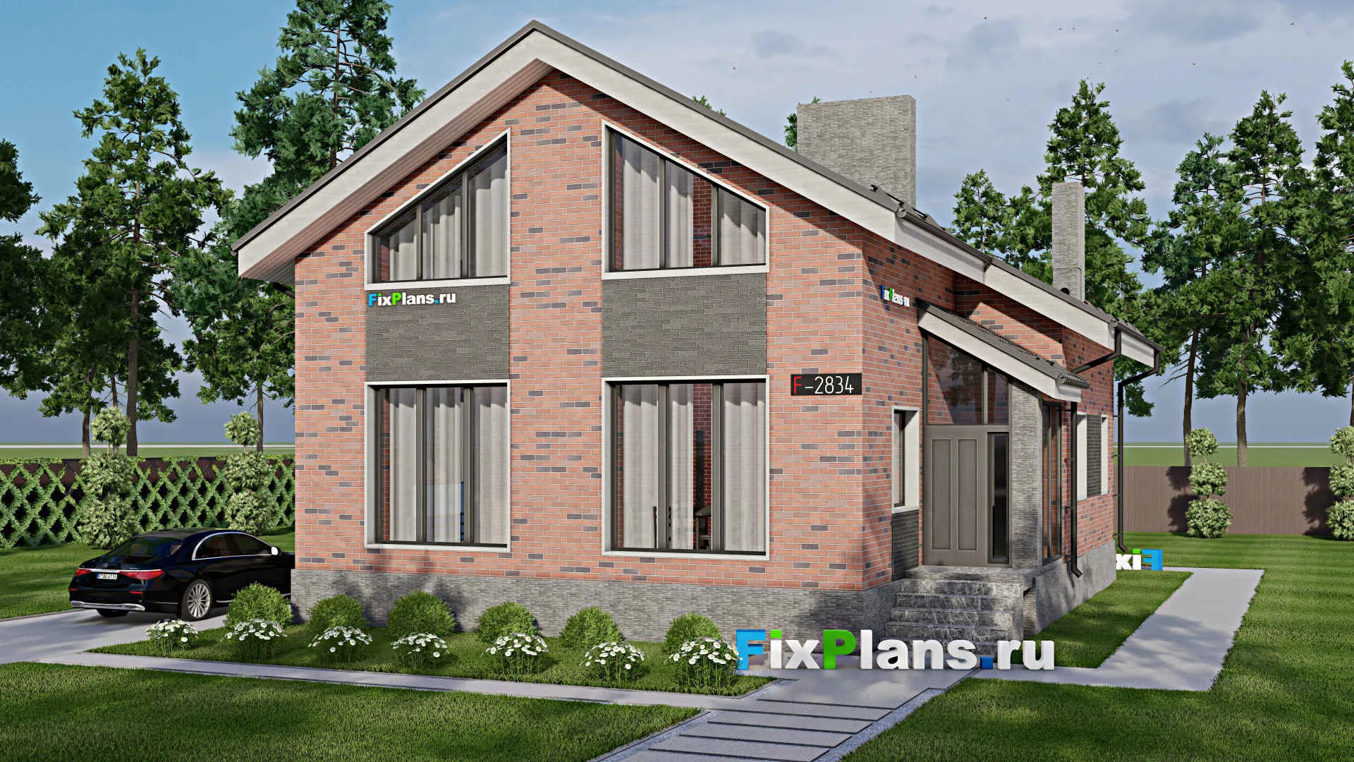 F-2834 - Проект дома с мансардой 11 на 13, площадью 150 м² с 4 спальнями