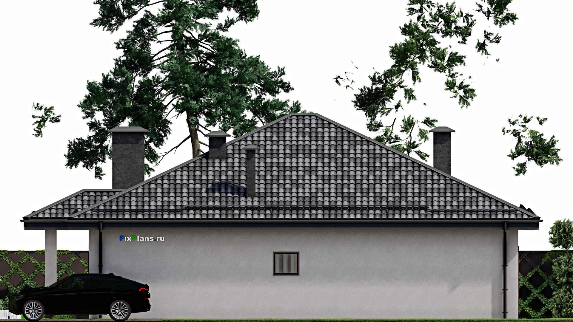 F-7496 - Проект одноэтажного дома 14 на 15, площадью 170 м² с 4 спальнями