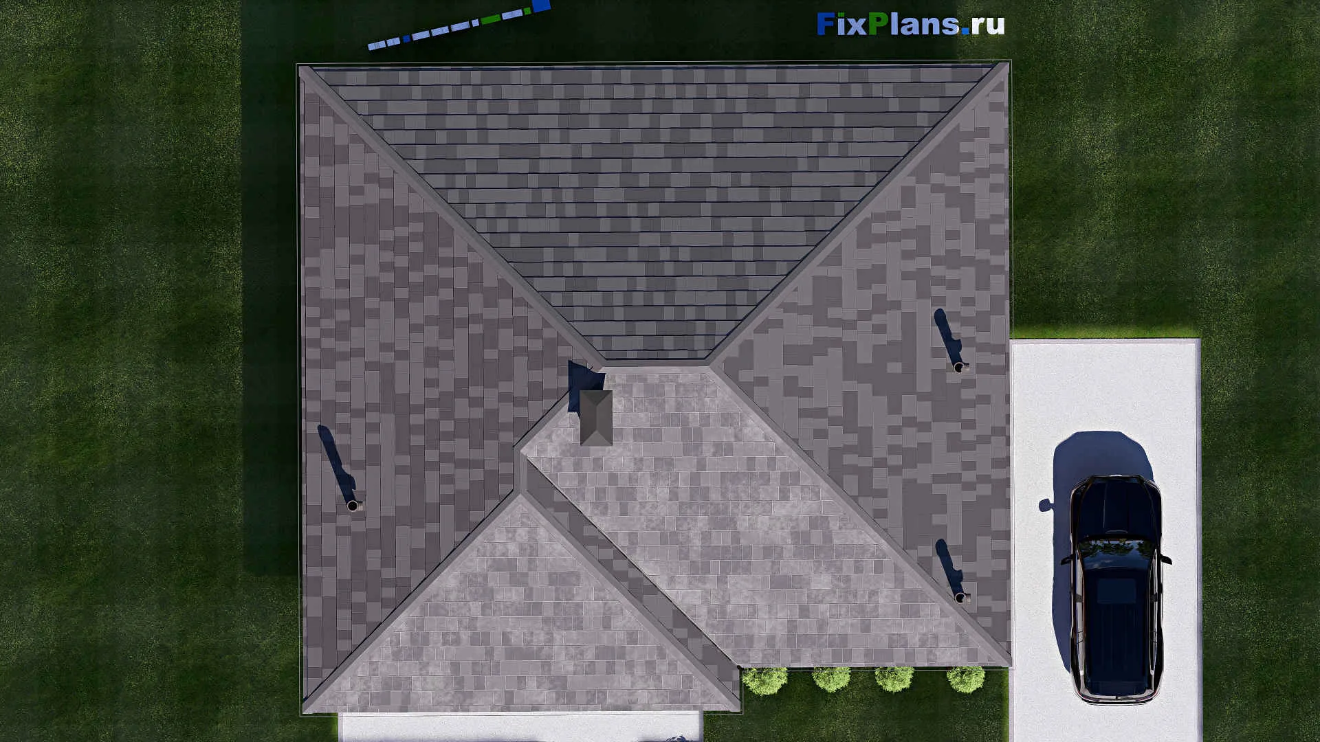 F-19385 - Проект одноэтажного дома 13 на 14, площадью 130 м² с террасой и 3 спальнями