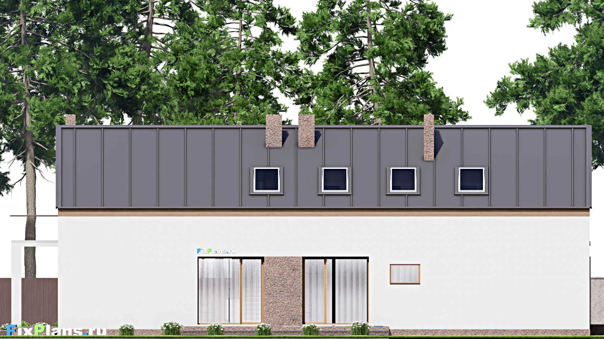 F-16199 - Проект дома с мансардой 11 на 24, площадью 320 м² с террасой, балконом, гаражом на 2 машины и 3 спальнями