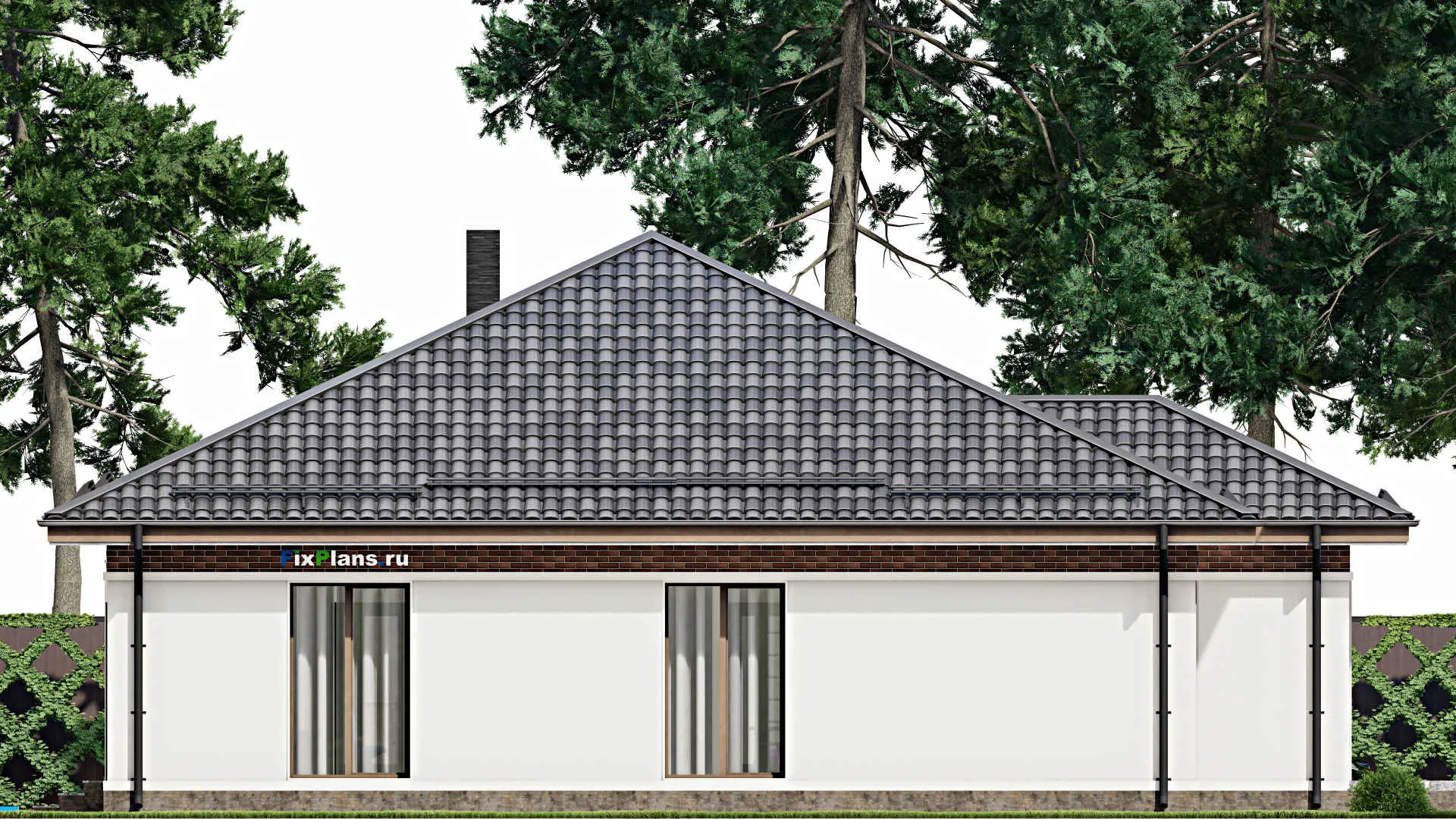 F-3266 - Проект одноэтажного дома 15 на 15, площадью 170 м² с 4 спальнями