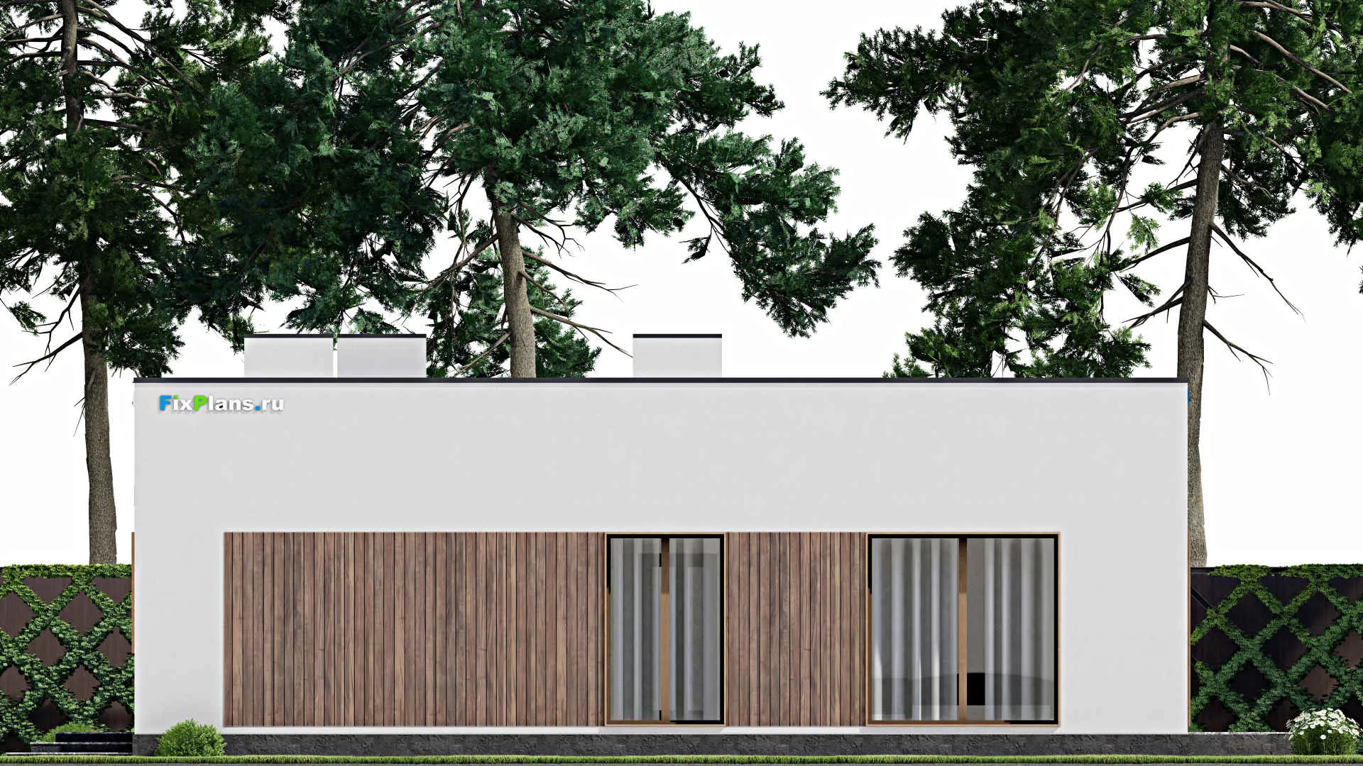 F-9341 - План одноэтажного дома 14 на 15, площадью 150 м² с террасой и 3 спальнями