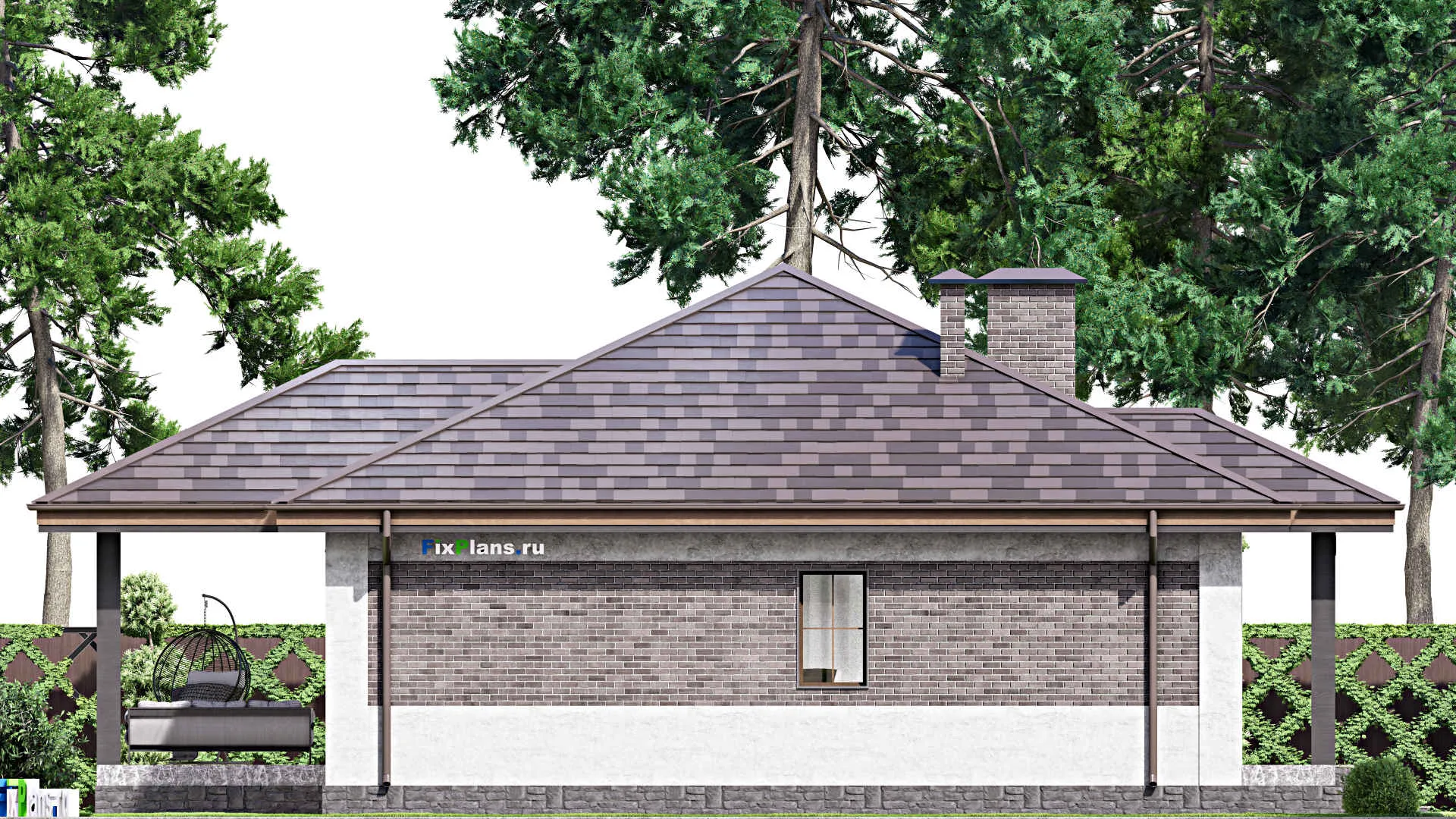 F-14210 - Проект одноэтажного дома 14 на 16, площадью 150 м² с террасой и 3 спальнями