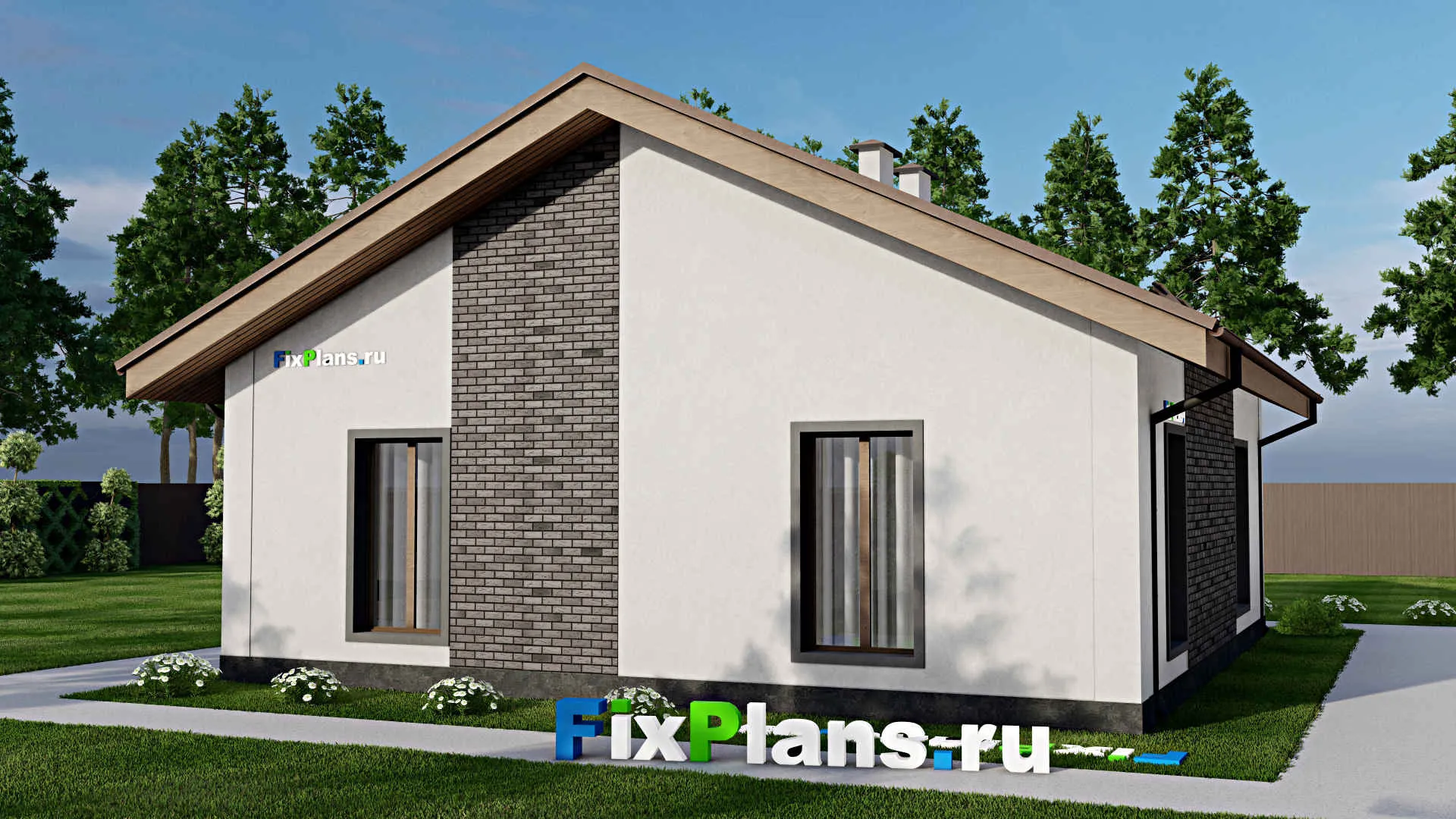 F-11060 - Проект одноэтажного дома 11 на 13, площадью 100 м² с 2 спальнями