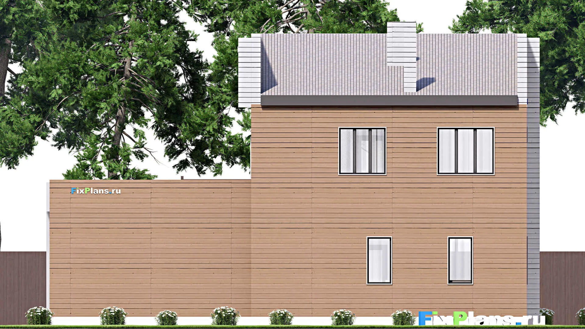 F-13463 - Планы двухэтажного дома 11 на 15, площадью 190 м² с балконом, гаражом на 2 машины и 3 спальнями