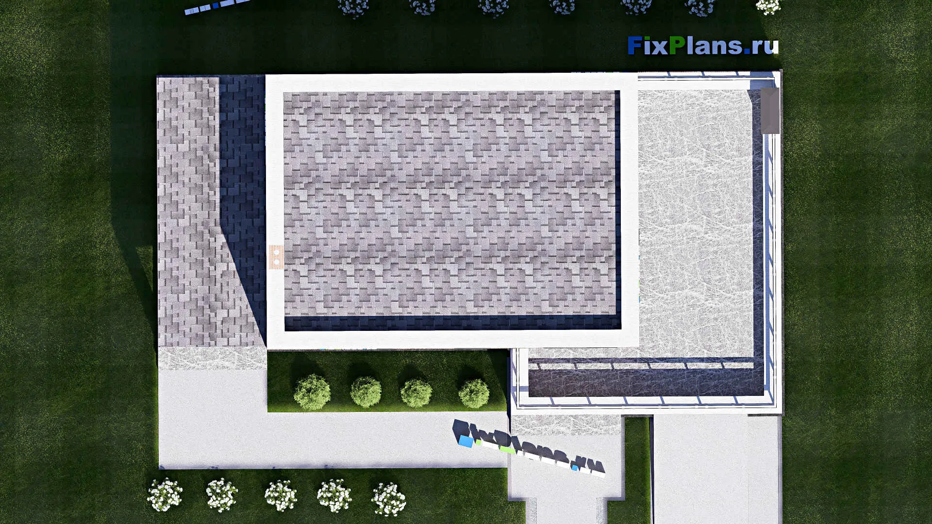 F-19511 - Проект двухэтажного дома 10 на 17, площадью 160 м² с террасой, гаражом на 1 машину и 3 спальнями