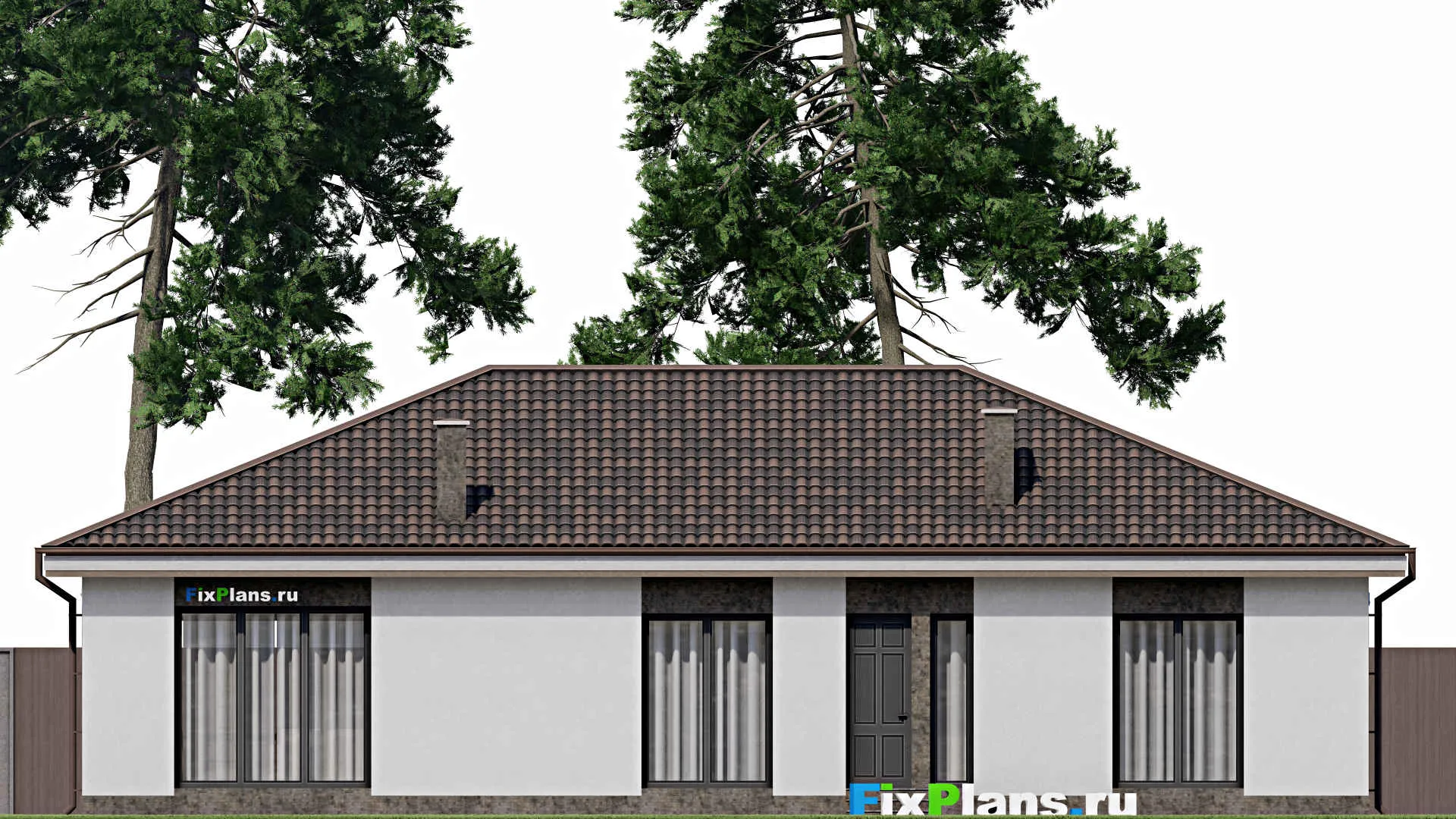 F-1259 - План одноэтажного дома 12 на 18, площадью 170 м² с 5 спальнями