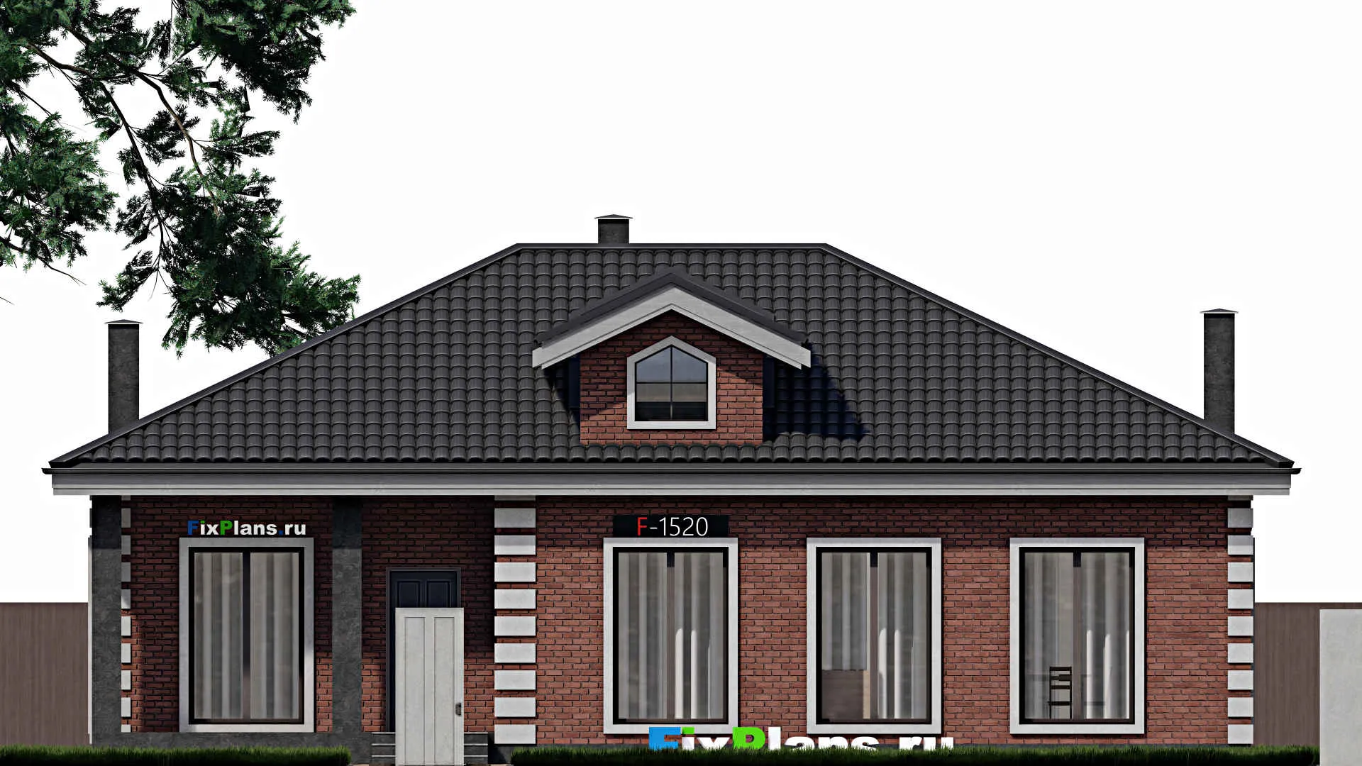 F-1520 - Проект одноэтажного дома 11 на 15, площадью 130 м² с 3 спальнями