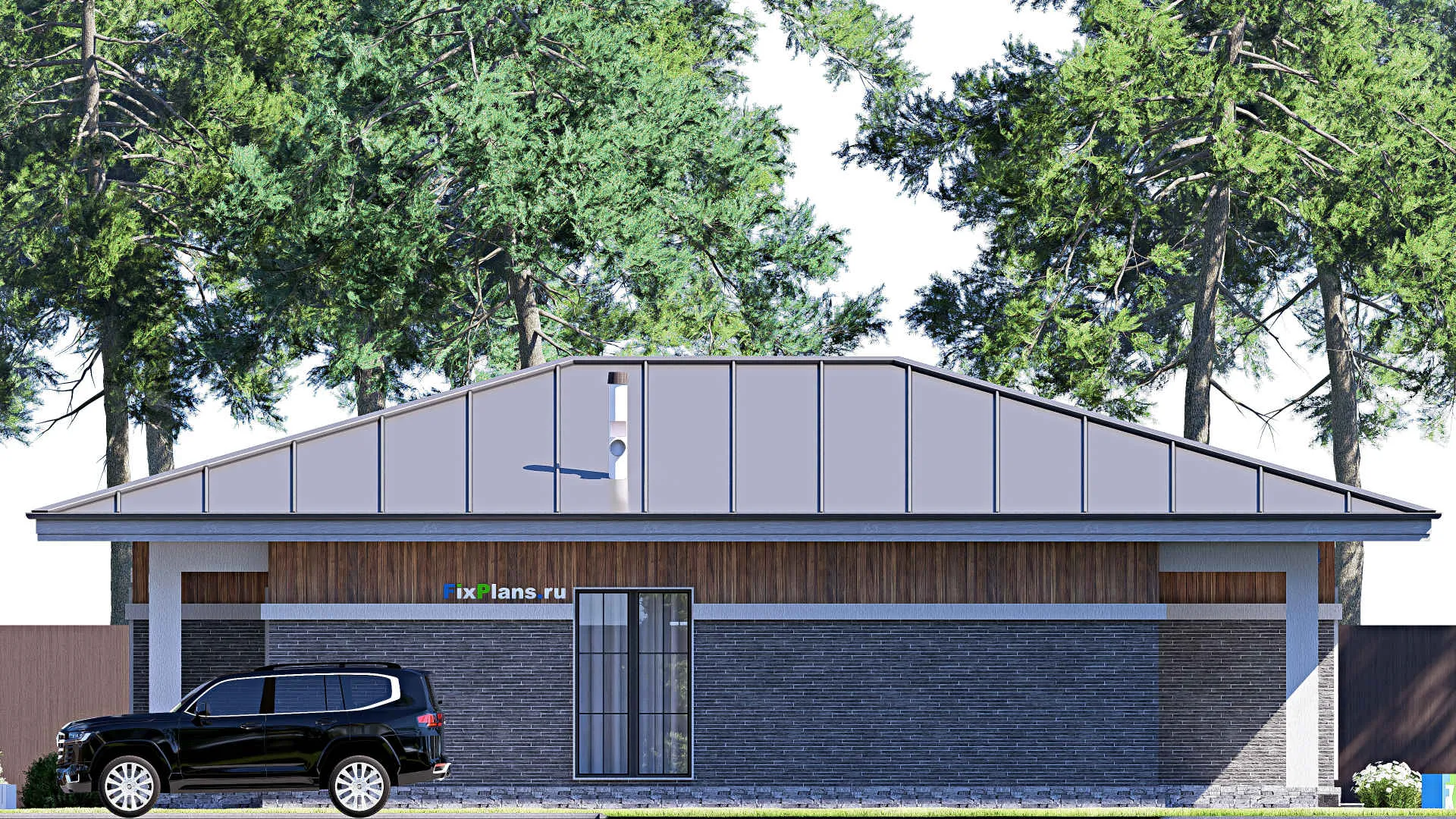 F-19736 - План одноэтажного дома 13 на 16, площадью 140 м² с террасой и 3 спальнями