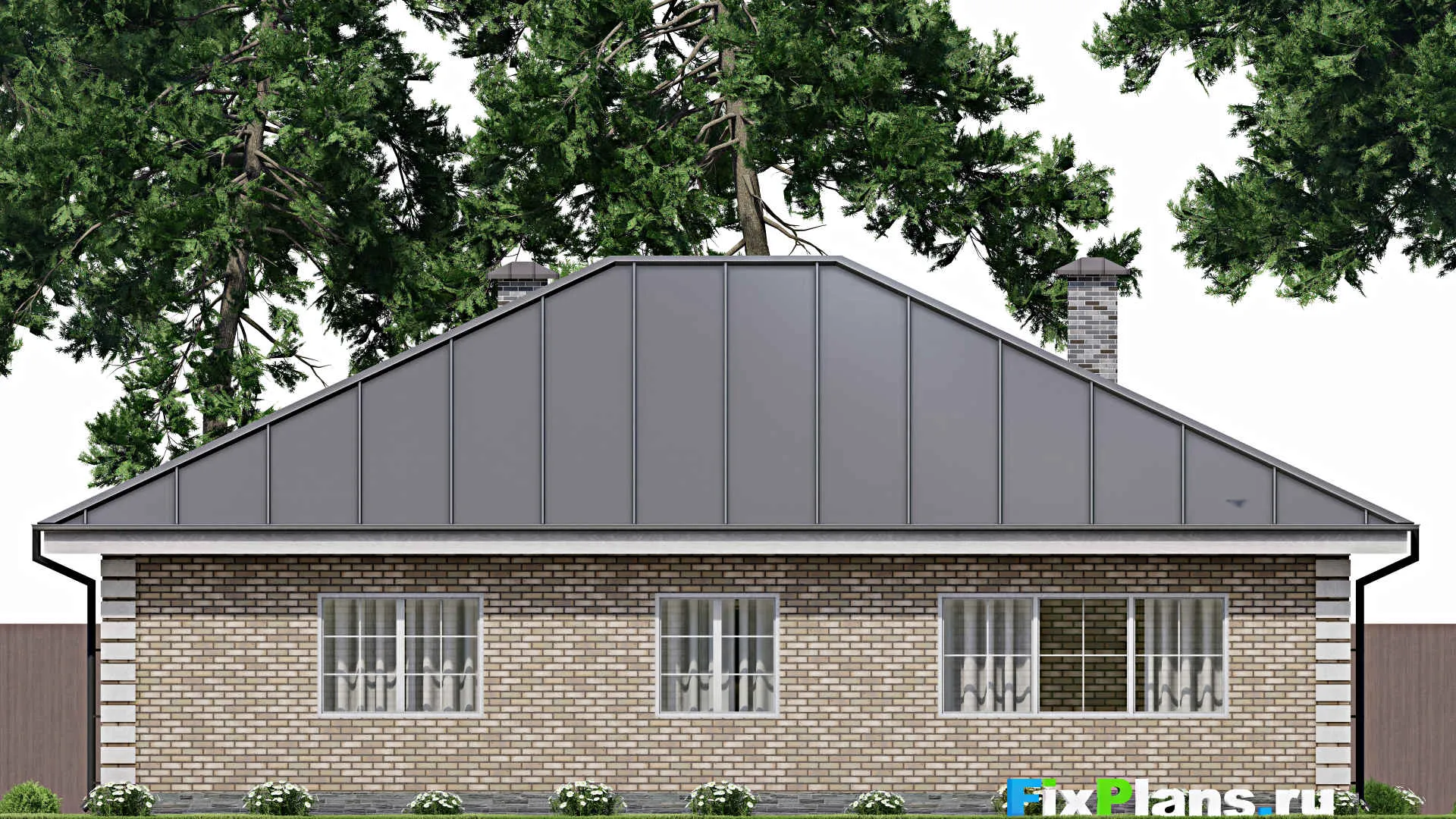 F-10385 - Проект одноэтажного дома 15 на 16, площадью 180 м² с 3 спальнями