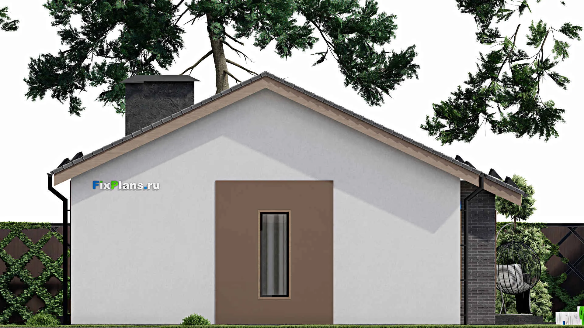 F-7262 - План одноэтажного дома 12 на 14, площадью 110 м² с террасой и 3 спальнями