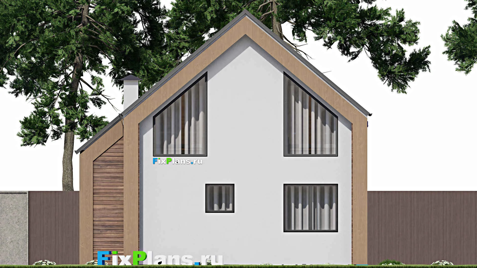 F-6857 - Проект дома с мансардой 9 на 10, площадью 120 м² с террасой и 3 спальнями