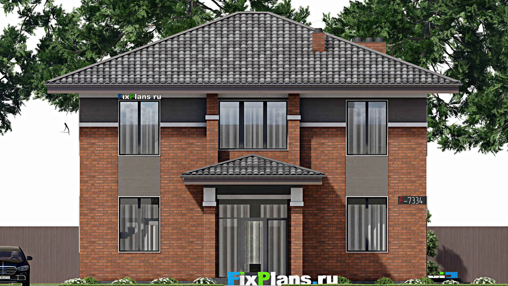 F-7334 - Проект двухэтажного дома 14 на 15, площадью 210 м² с 3 спальнями